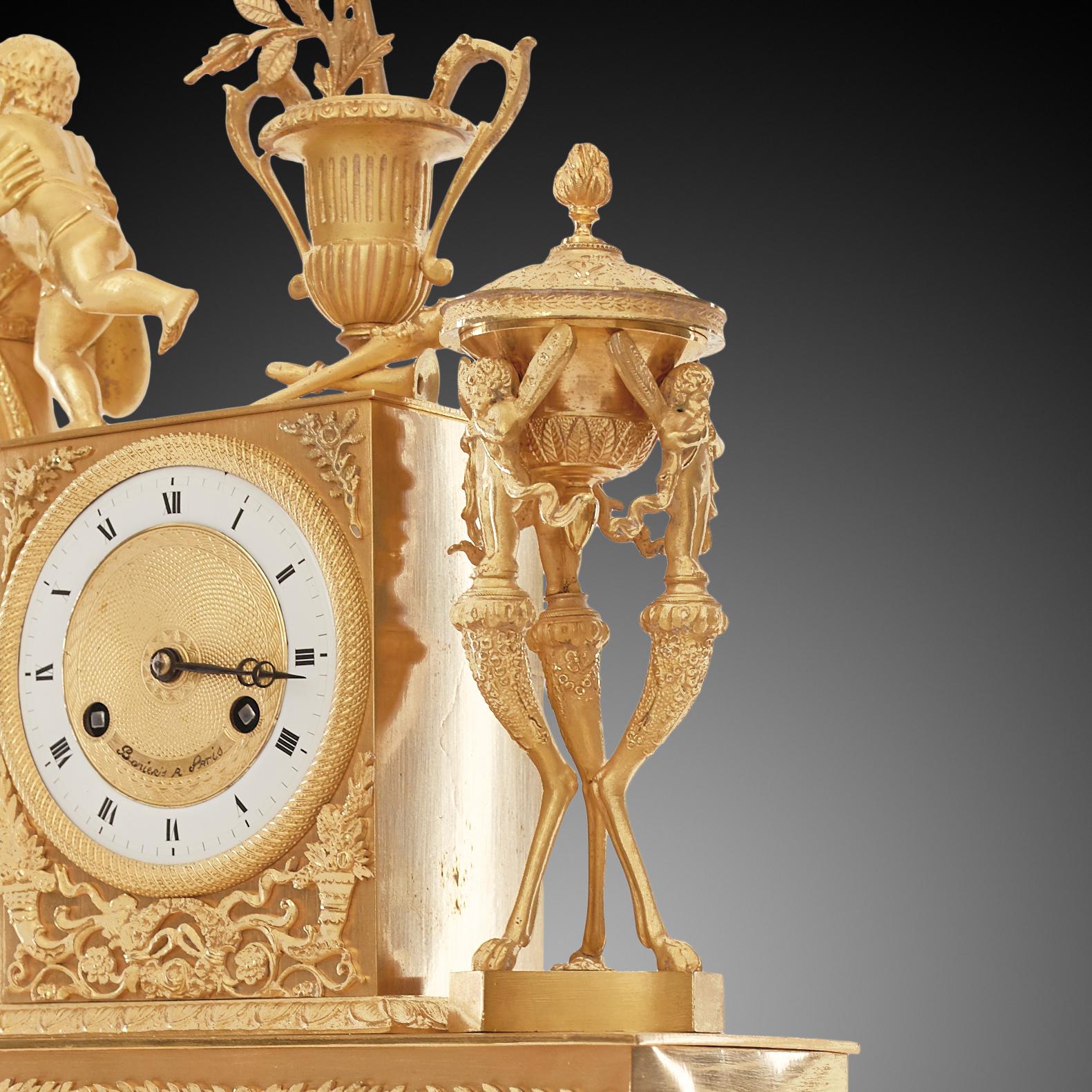 Mantel Clock 19th Century Styl Empire by Bonieris À Paris For Sale 2