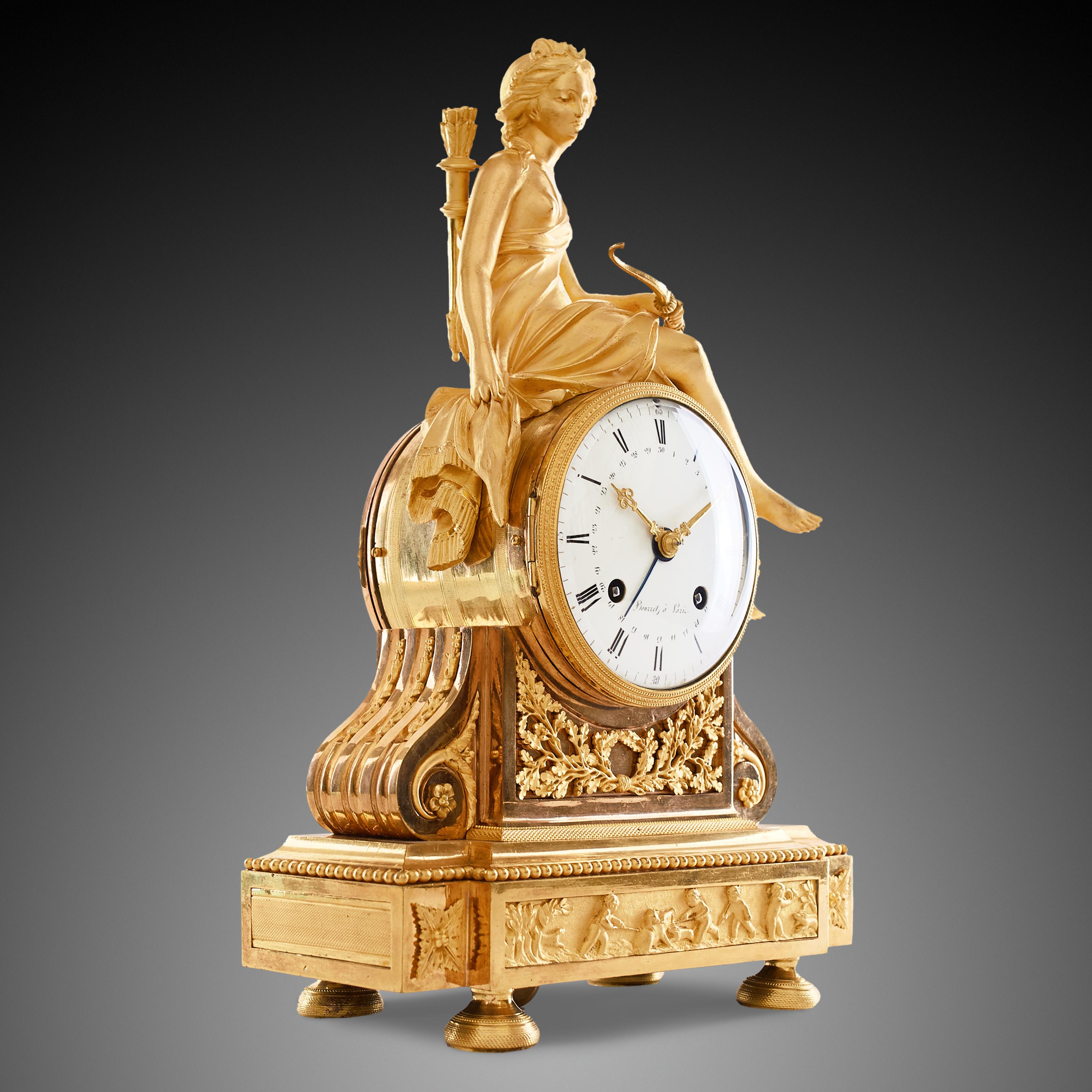 French Mantel Clock 19th Century Styl Empire by Bouzzeb À Paris For Sale