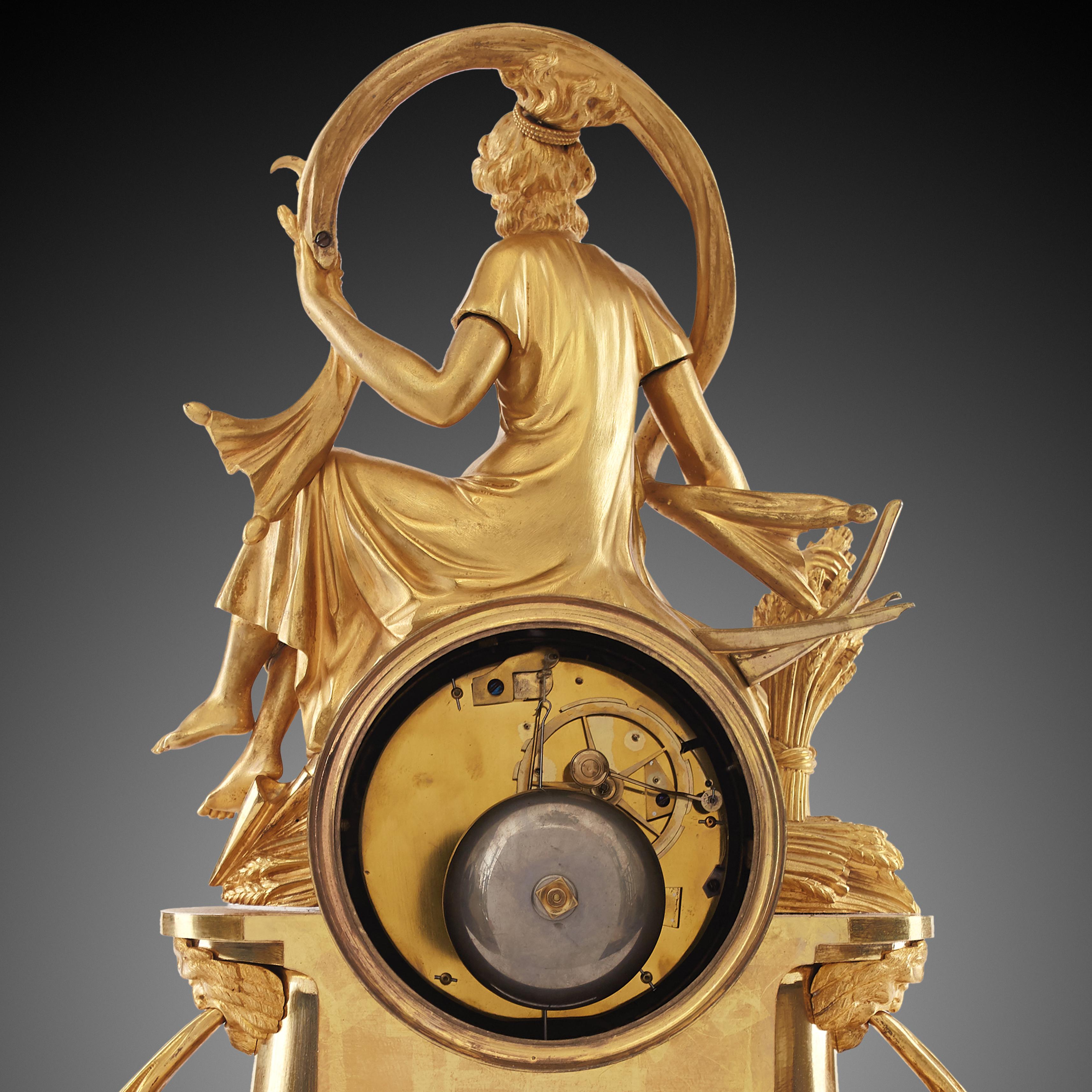 Gilt Mantel Clock 19th Century Styl Empire by Cérés À Paris For Sale