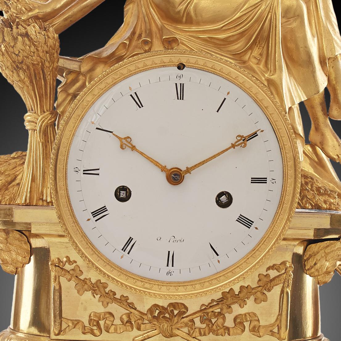 Mantel Clock 19th Century Styl Empire by Cérés À Paris In Excellent Condition For Sale In Warsaw, PL