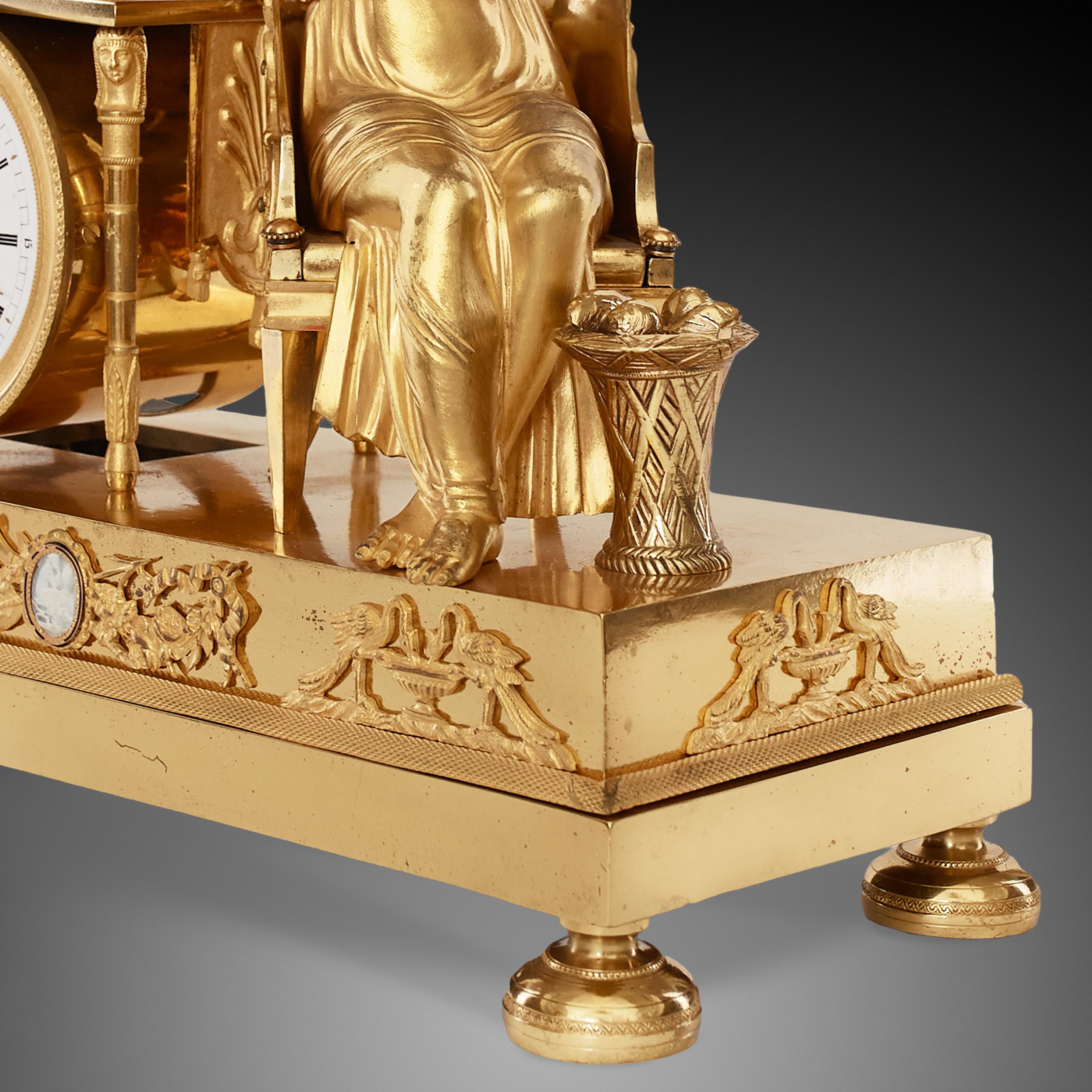 Mantel Clock 19th Century Styl Empire by Chaussee D'aulin À Paris For Sale 4