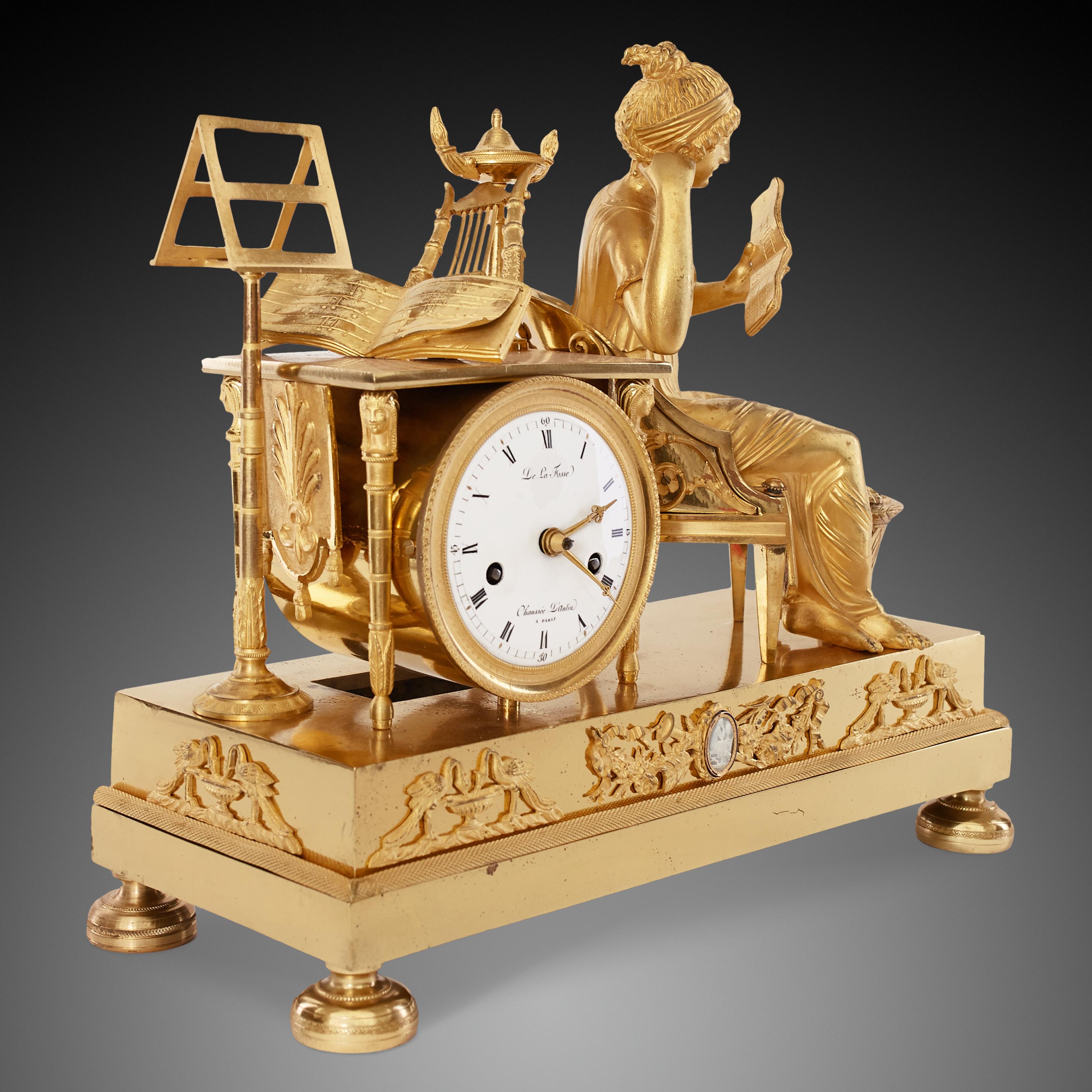 French Mantel Clock 19th Century Styl Empire by Chaussee D'aulin À Paris For Sale