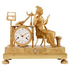 Antique Mantel Clock 19th Century Styl Empire by Chaussee D'aulin À Paris