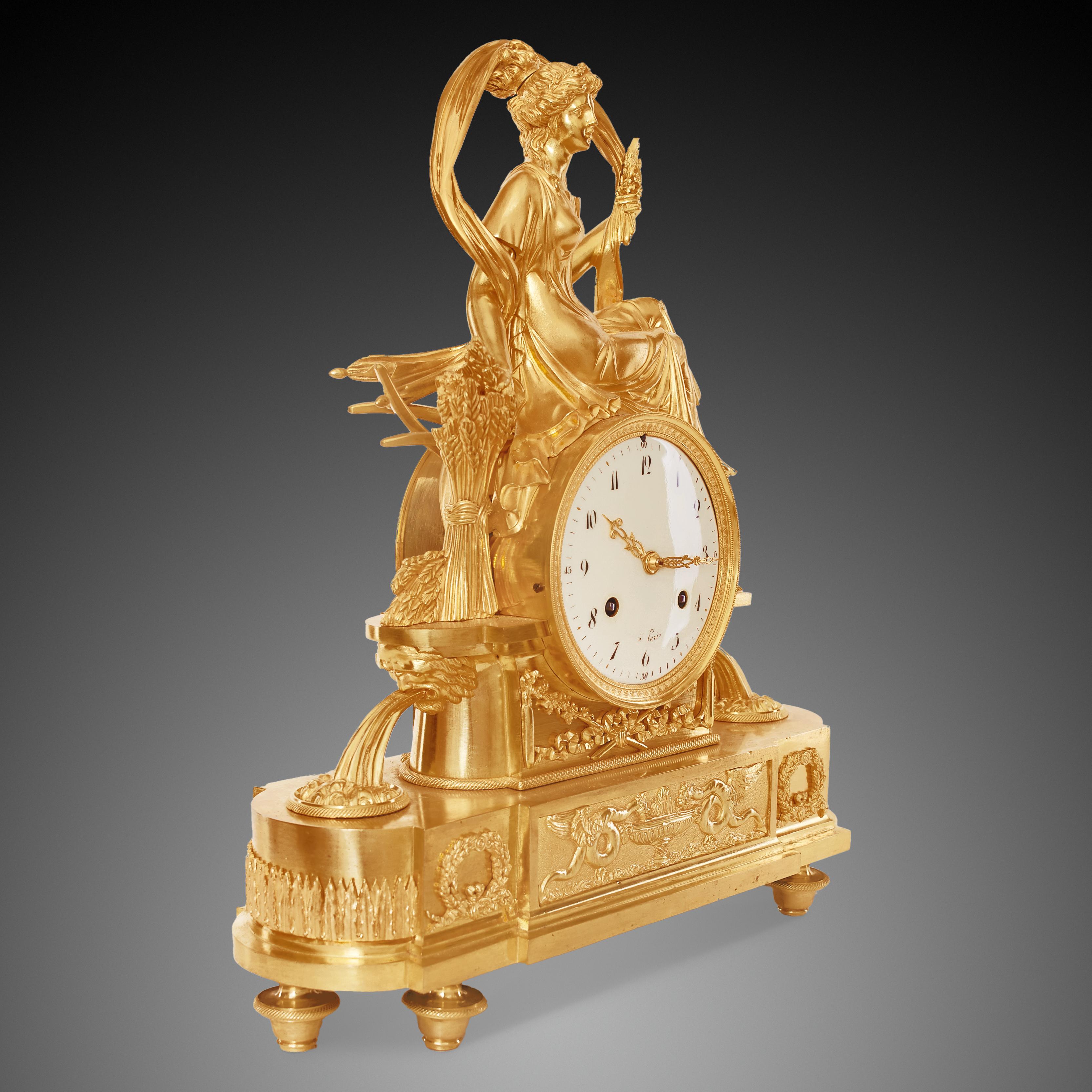 French Mantel Clock 19th Century Styl Empire by Colin À Paris