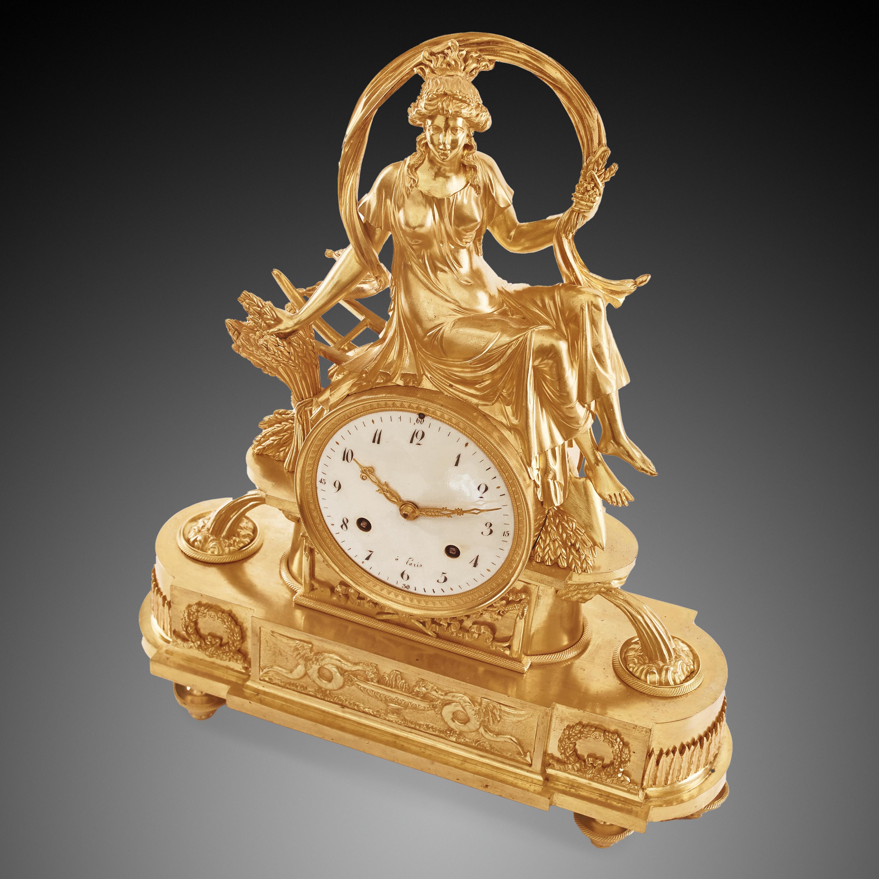 Gilt Mantel Clock 19th Century Styl Empire by Colin À Paris