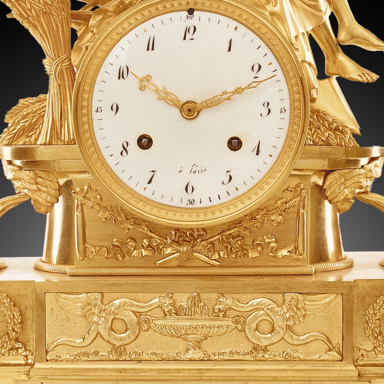 Mantel Clock 19th Century Styl Empire by Colin À Paris 1