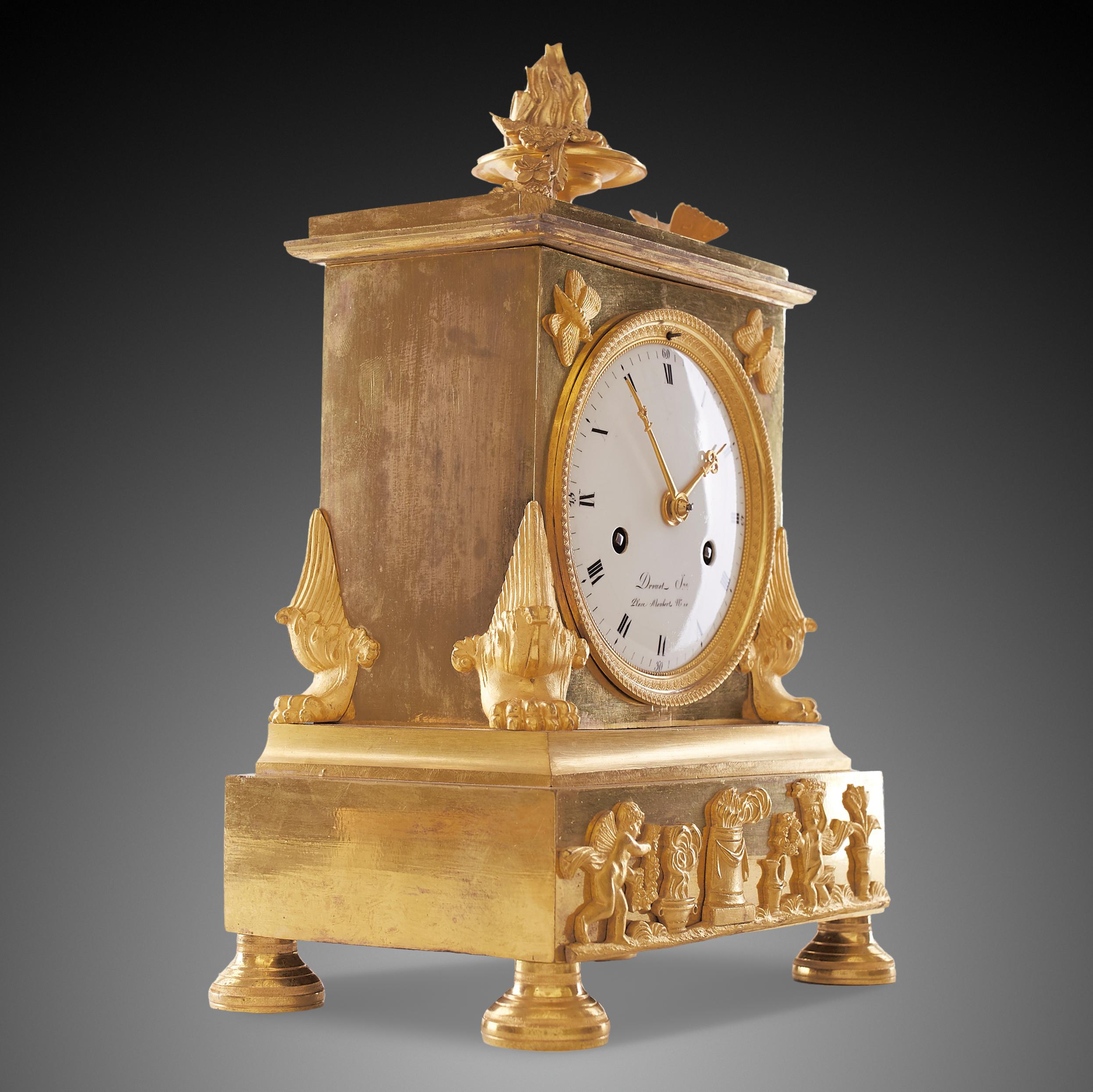French Mantel Clock 19th Century Styl Empire by Drouot Place Moubert For Sale