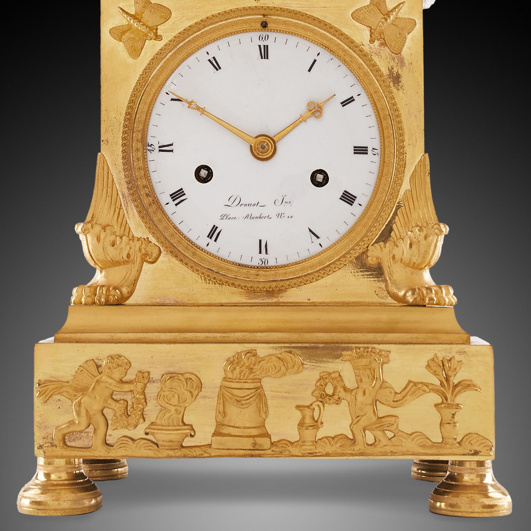 Mantel Clock 19th Century Styl Empire by Drouot Place Moubert For Sale 1