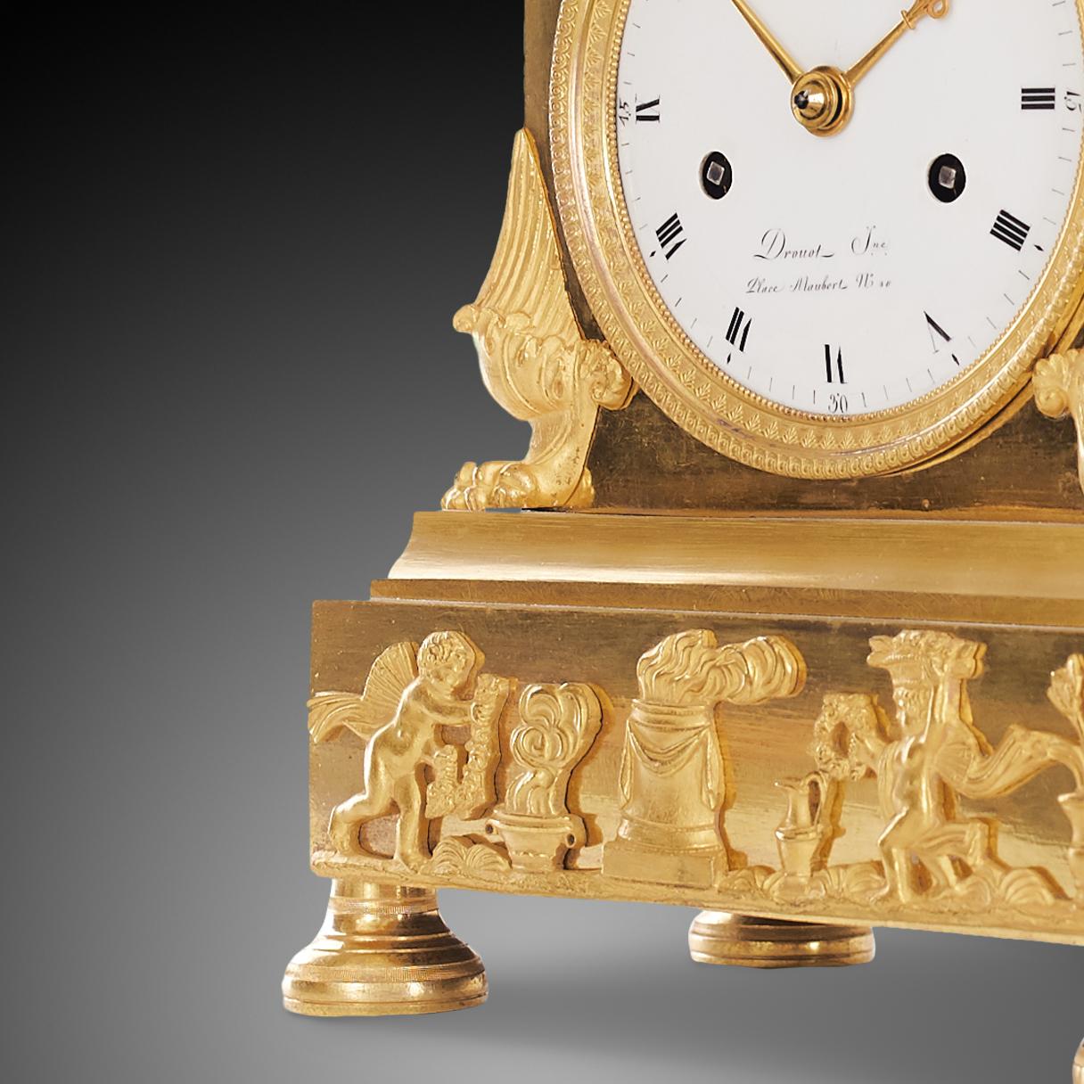Mantel Clock 19th Century Styl Empire by Drouot Place Moubert For Sale 2