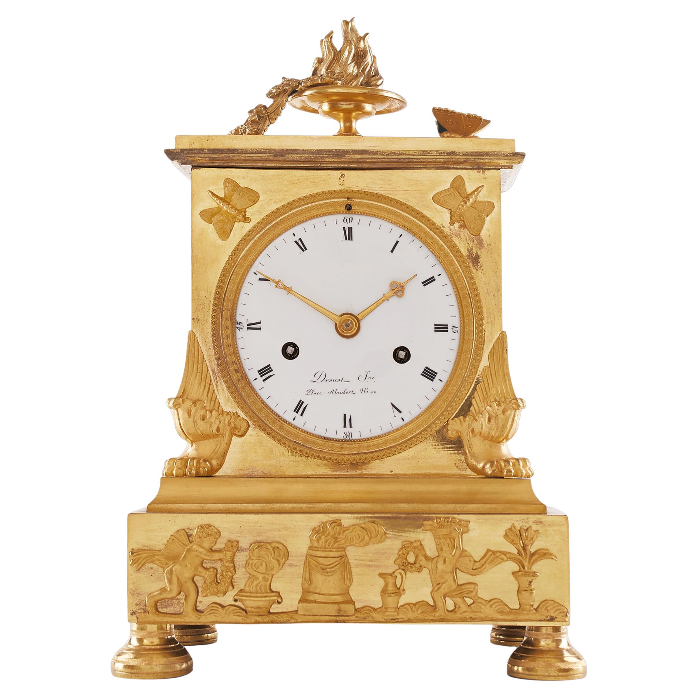 Mantel Clock 19th Century Styl Empire by Drouot Place Moubert For Sale