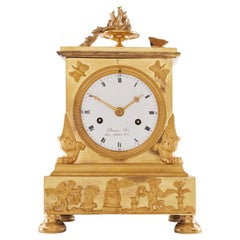 Antique Mantel Clock 19th Century Styl Empire by Drouot Place Moubert