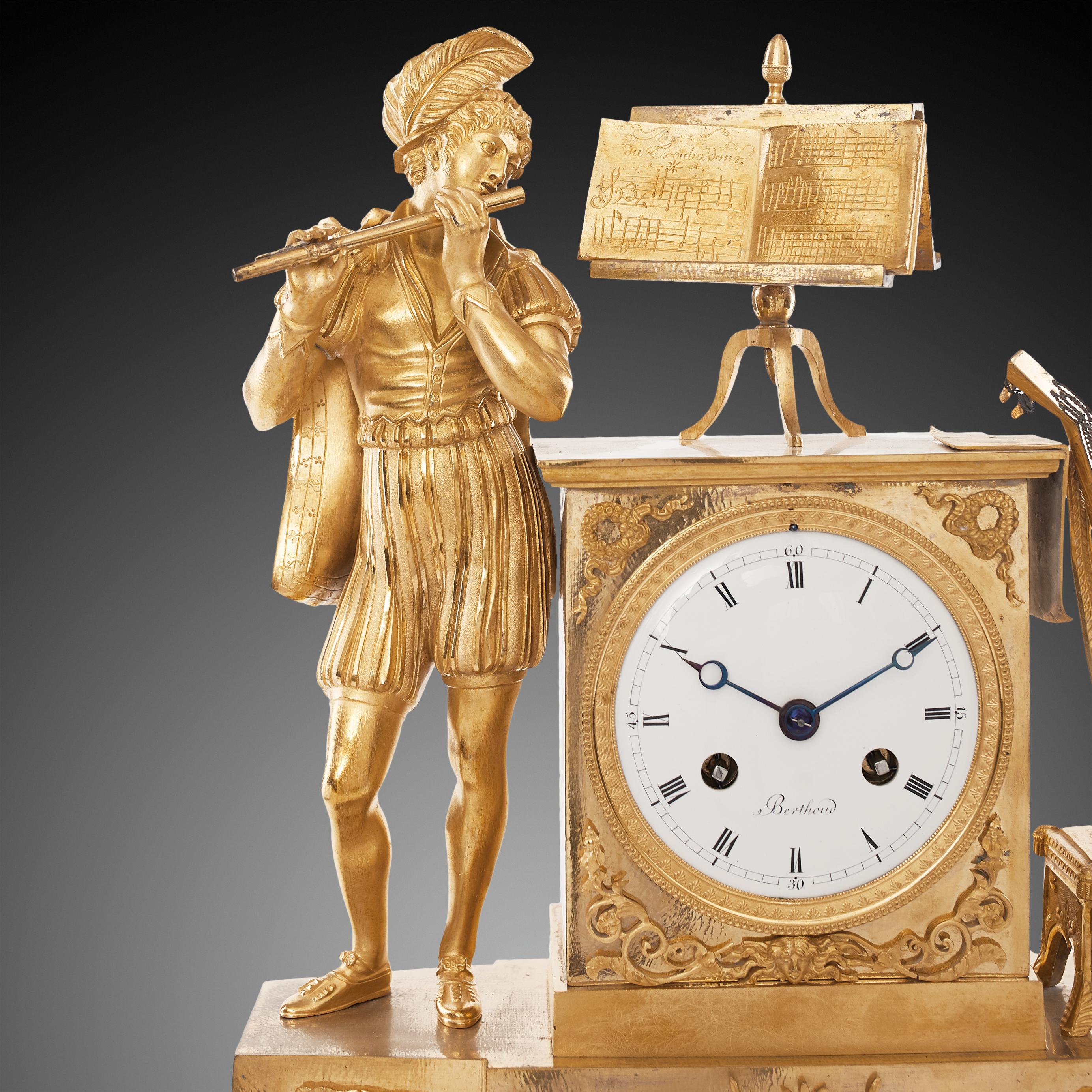 Gilt  Mantel Clock 19th Century Styl Empire by Ferdinand Berthoud À Paris For Sale