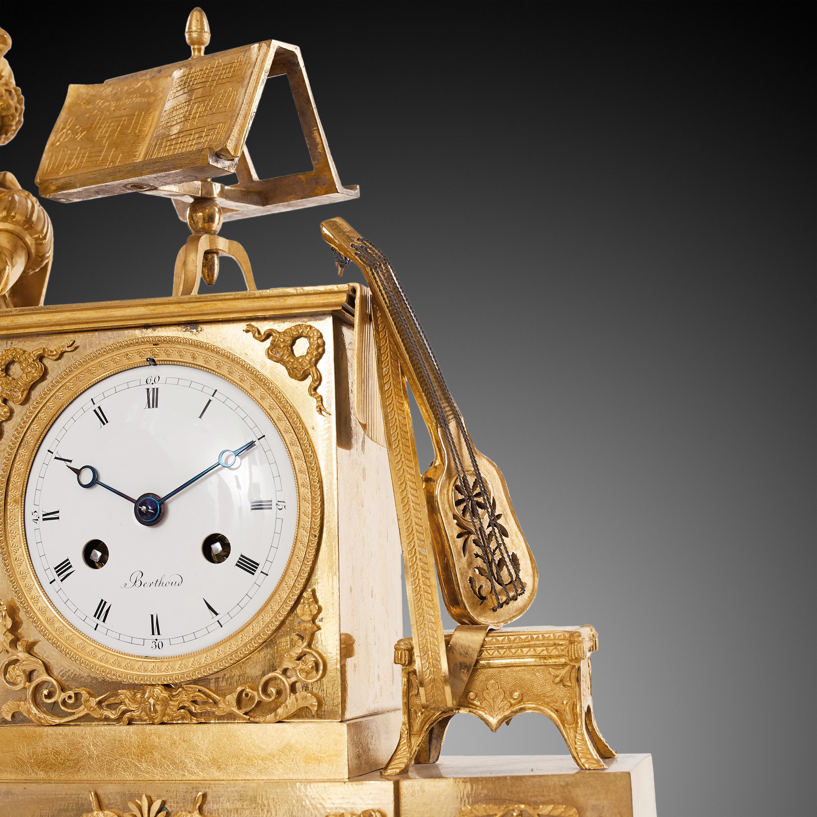  Mantel Clock 19th Century Styl Empire by Ferdinand Berthoud À Paris In Excellent Condition For Sale In Warsaw, PL