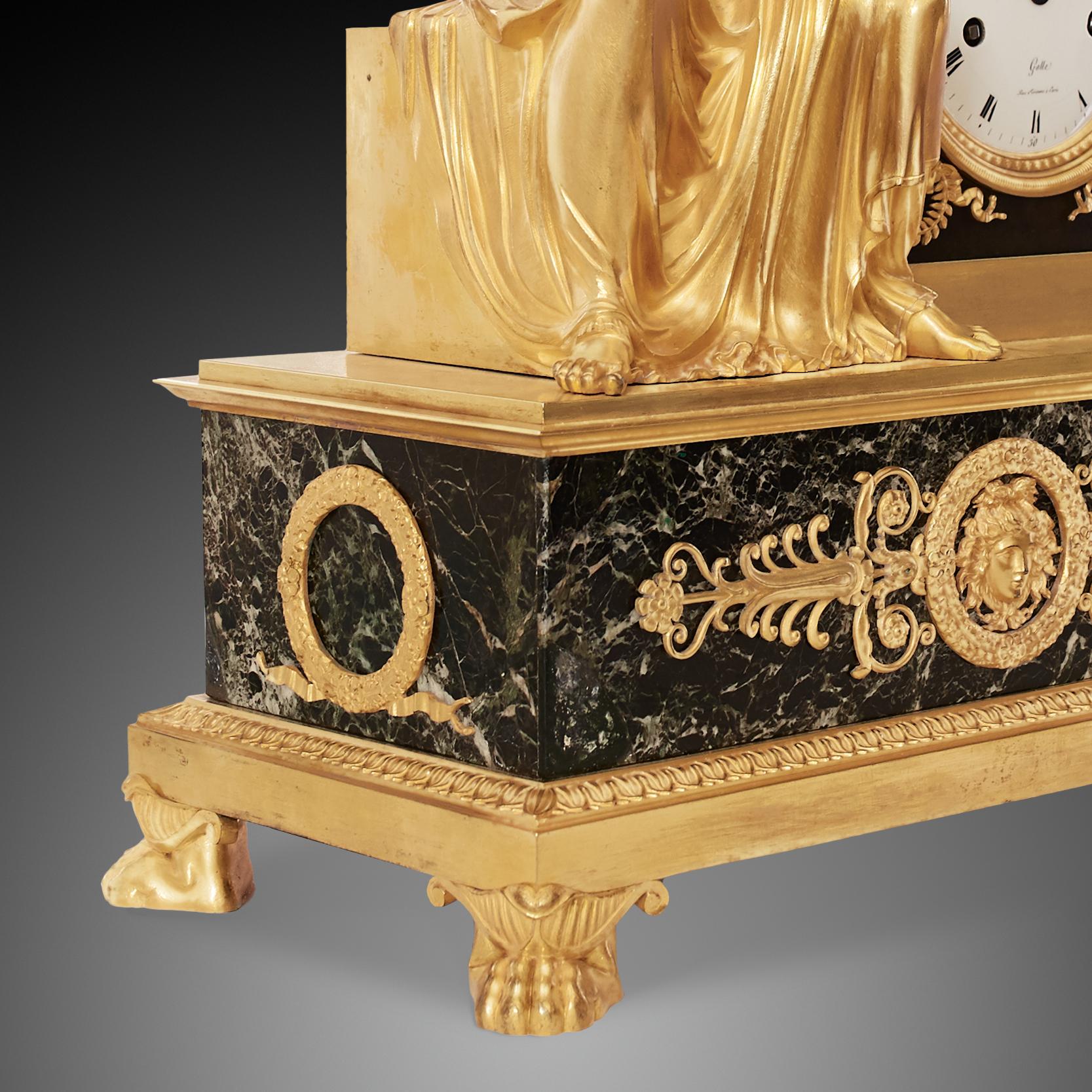 Mantel Clock 19th Century Styl Empire by Galle, Rue Vivienne À Paris For Sale 2