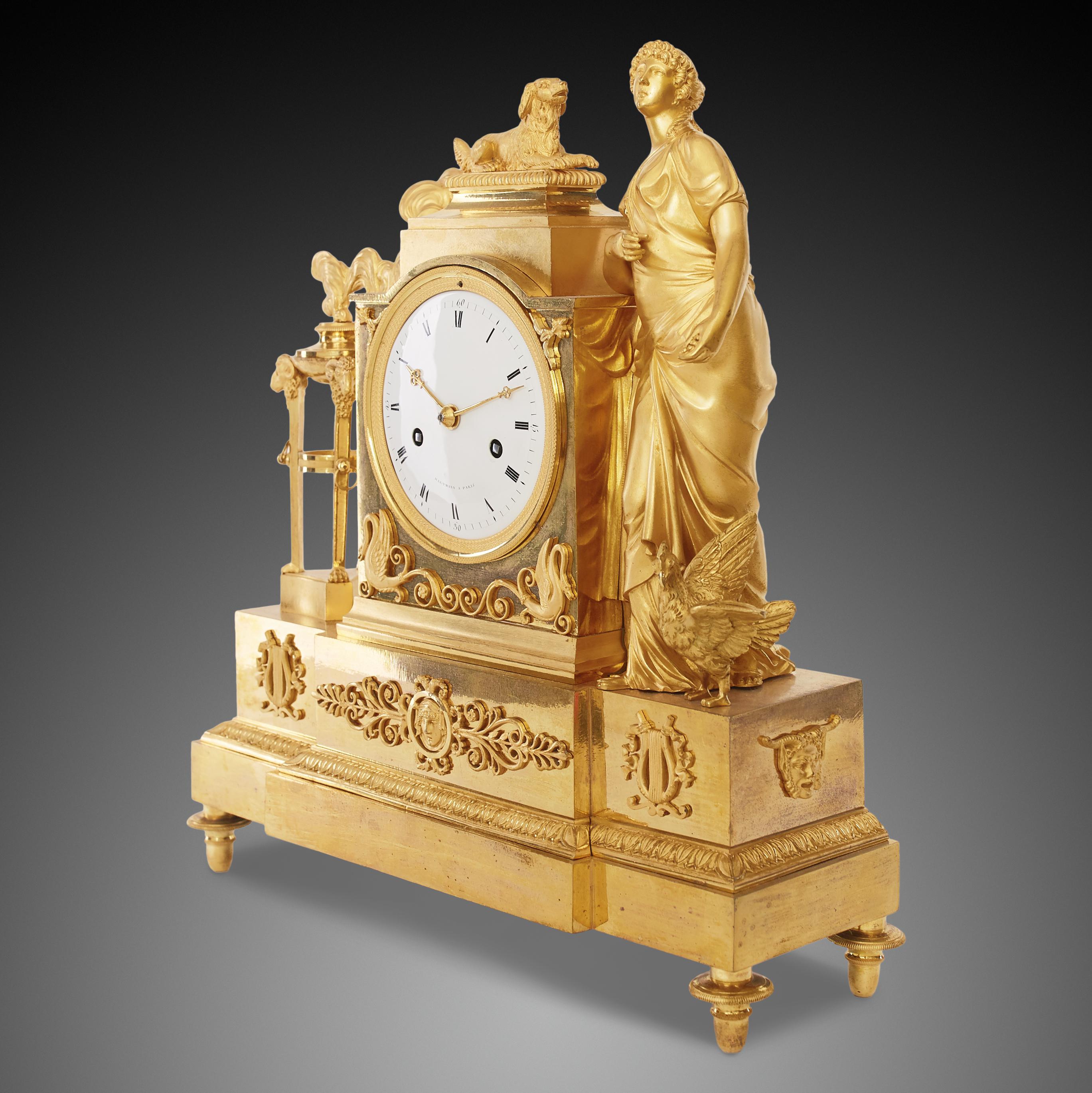 The clock is in excellent and perfect working condition. In addition, it was recently cleaned and serviced by a professional clockmaker who specializes in maintaining museums.
The eight-days going movement has a wire suspension pendulum, It strikes