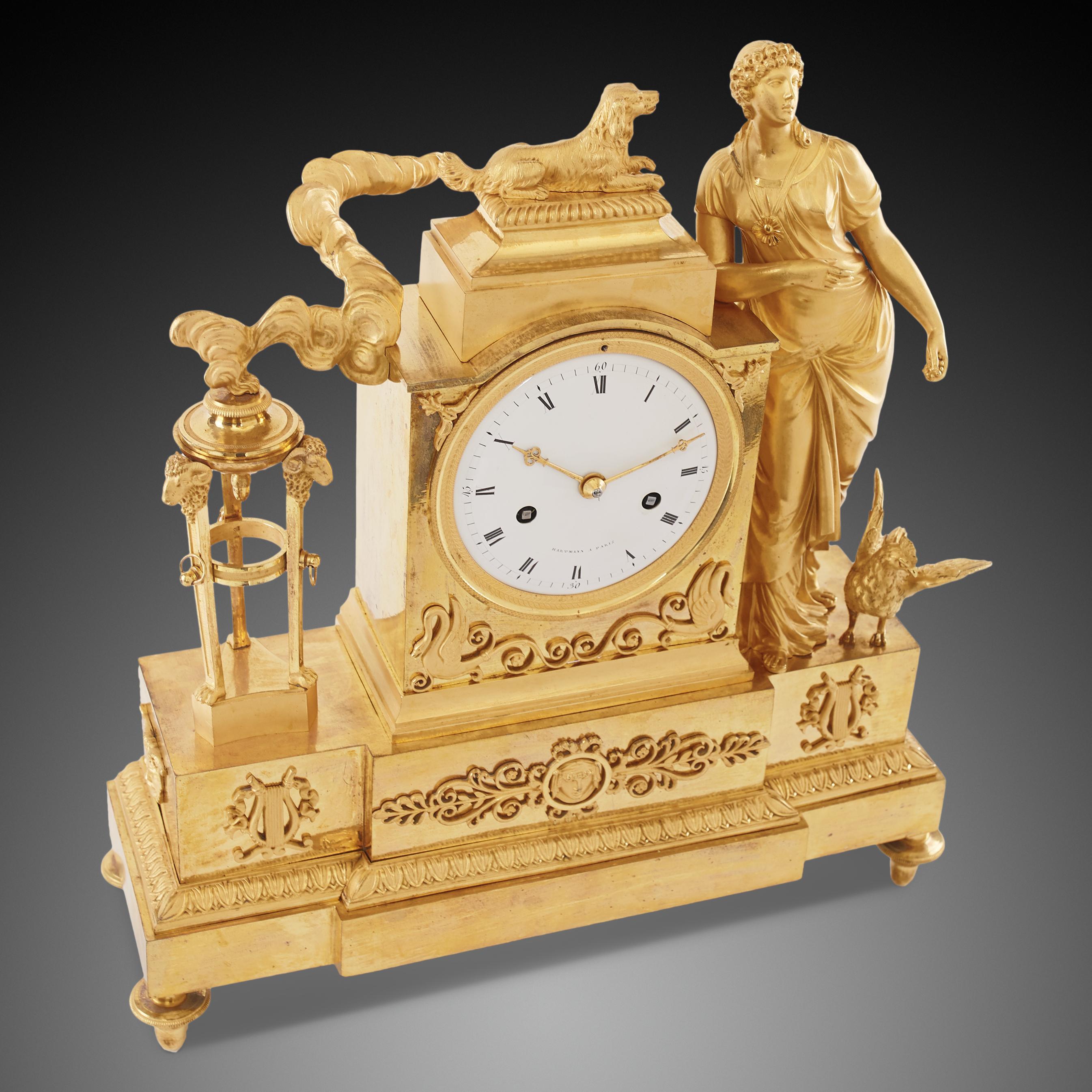 Français Horloge de cheminée 19ème siècle Styl Empire by Hartmann À Paris en vente