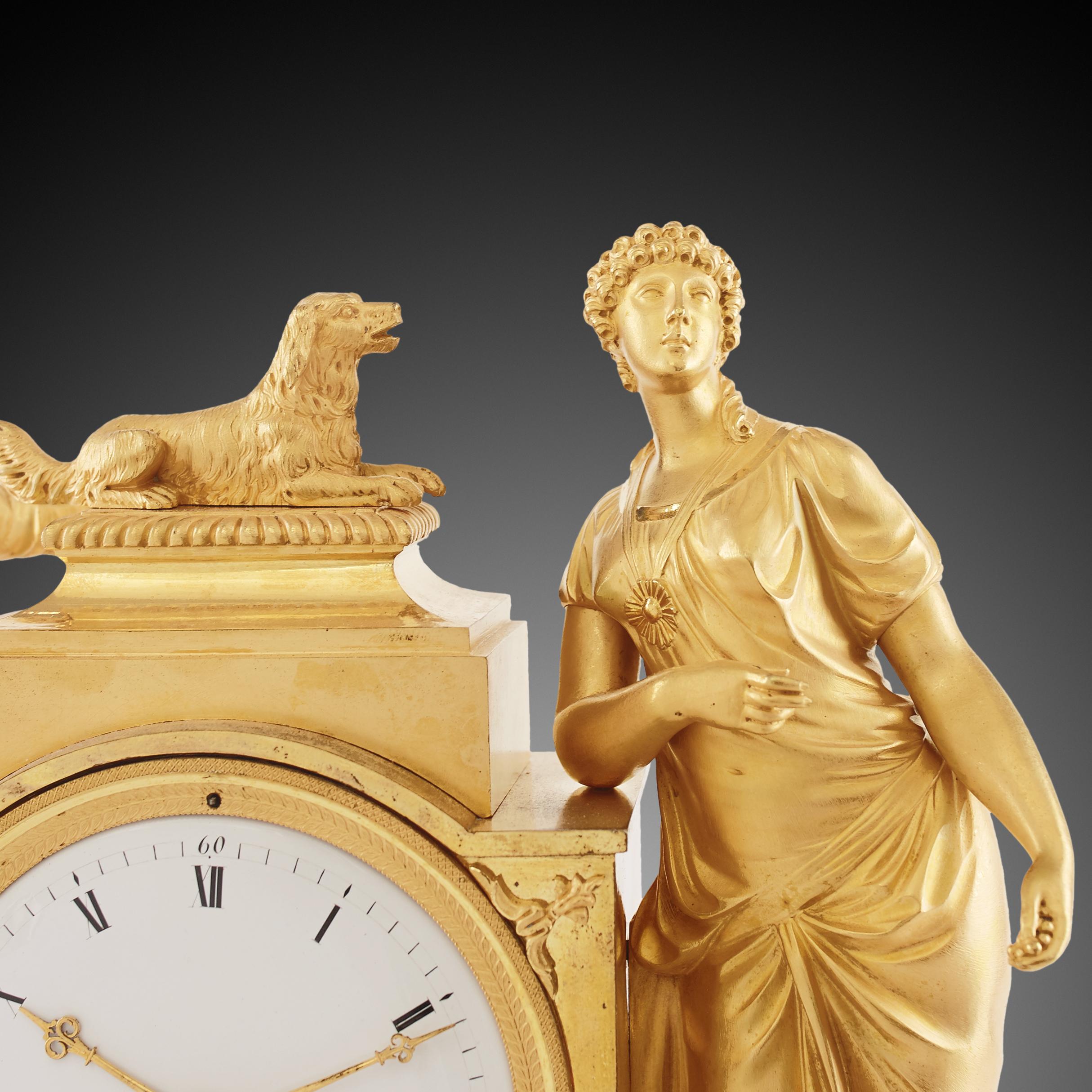 Bronze Mantel Clock 19th Century Styl Empire by Hartmann À Paris For Sale