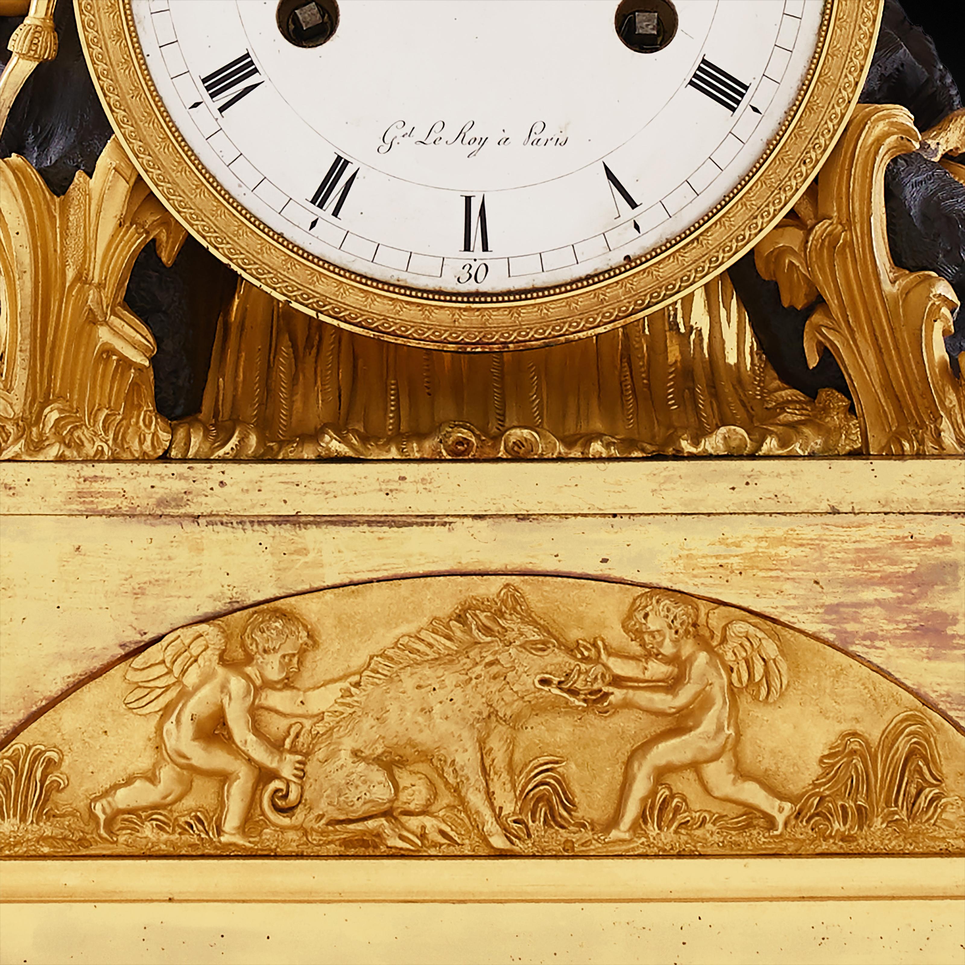 Bronze Mantel Clock 19th Century Styl Empire by Leroy à Paris For Sale