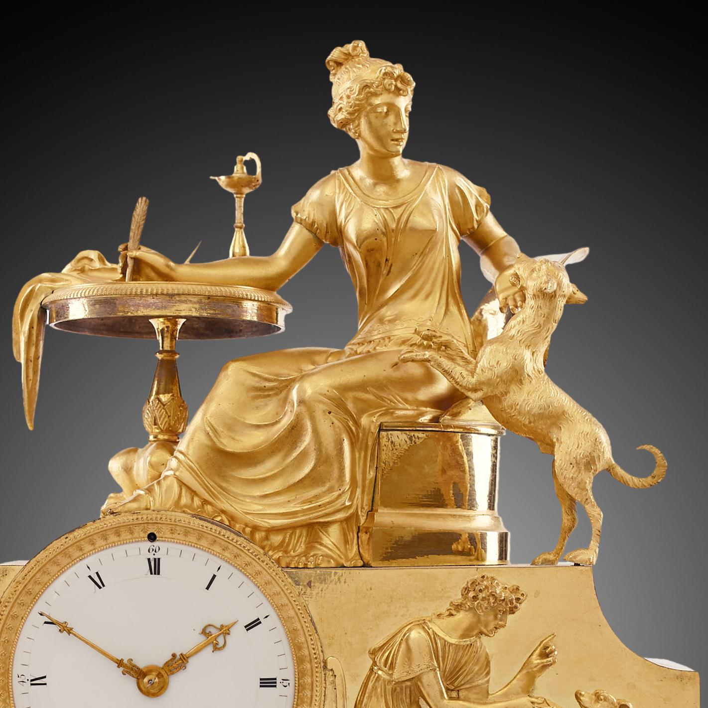 Horloge de cheminée 19ème siècle style Empire par Petit Pizze À Dijon en vente 3