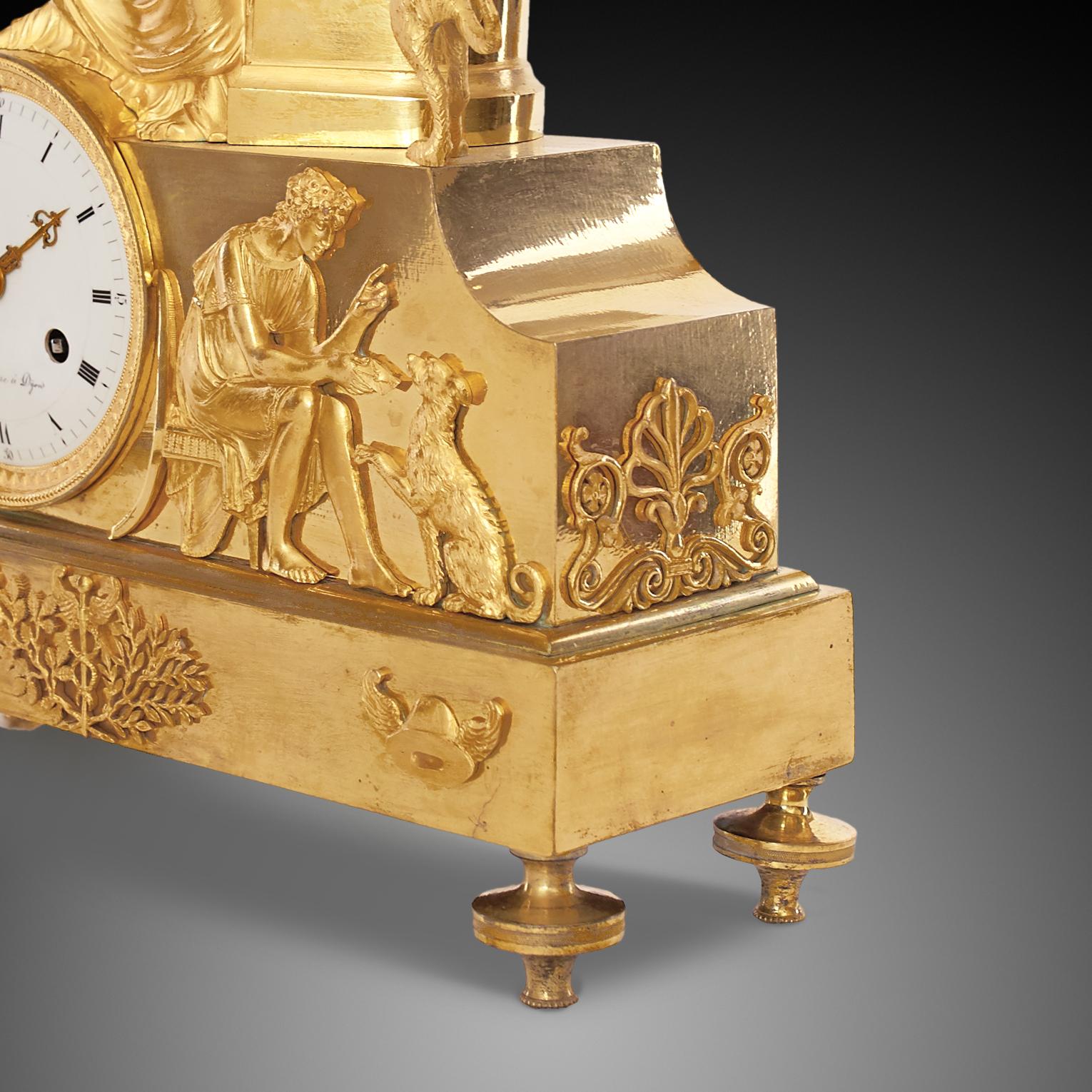 Horloge de cheminée 19ème siècle style Empire par Petit Pizze À Dijon en vente 1