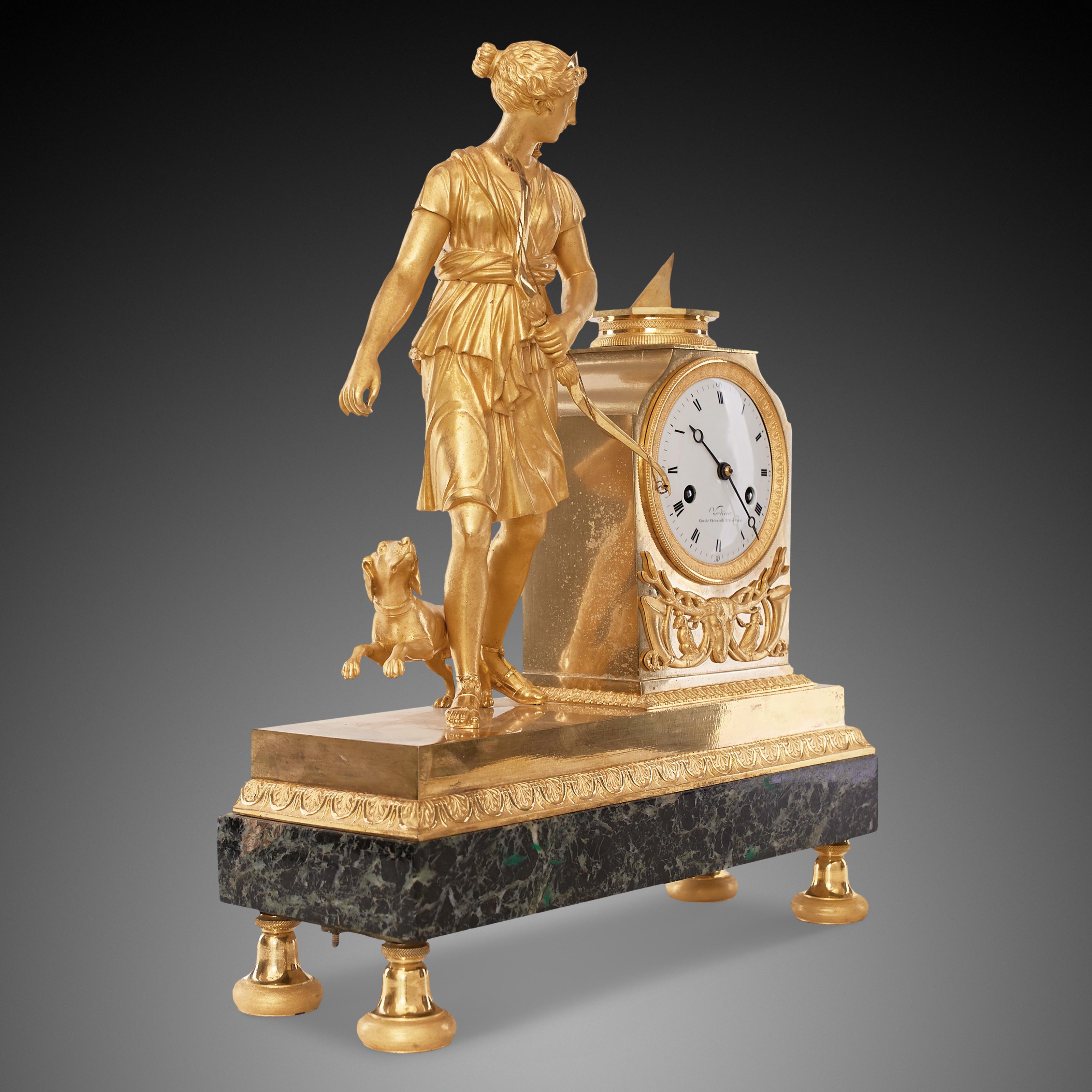 French Mantel Clock 19th Century Styl Empire by Verdiere À Paris