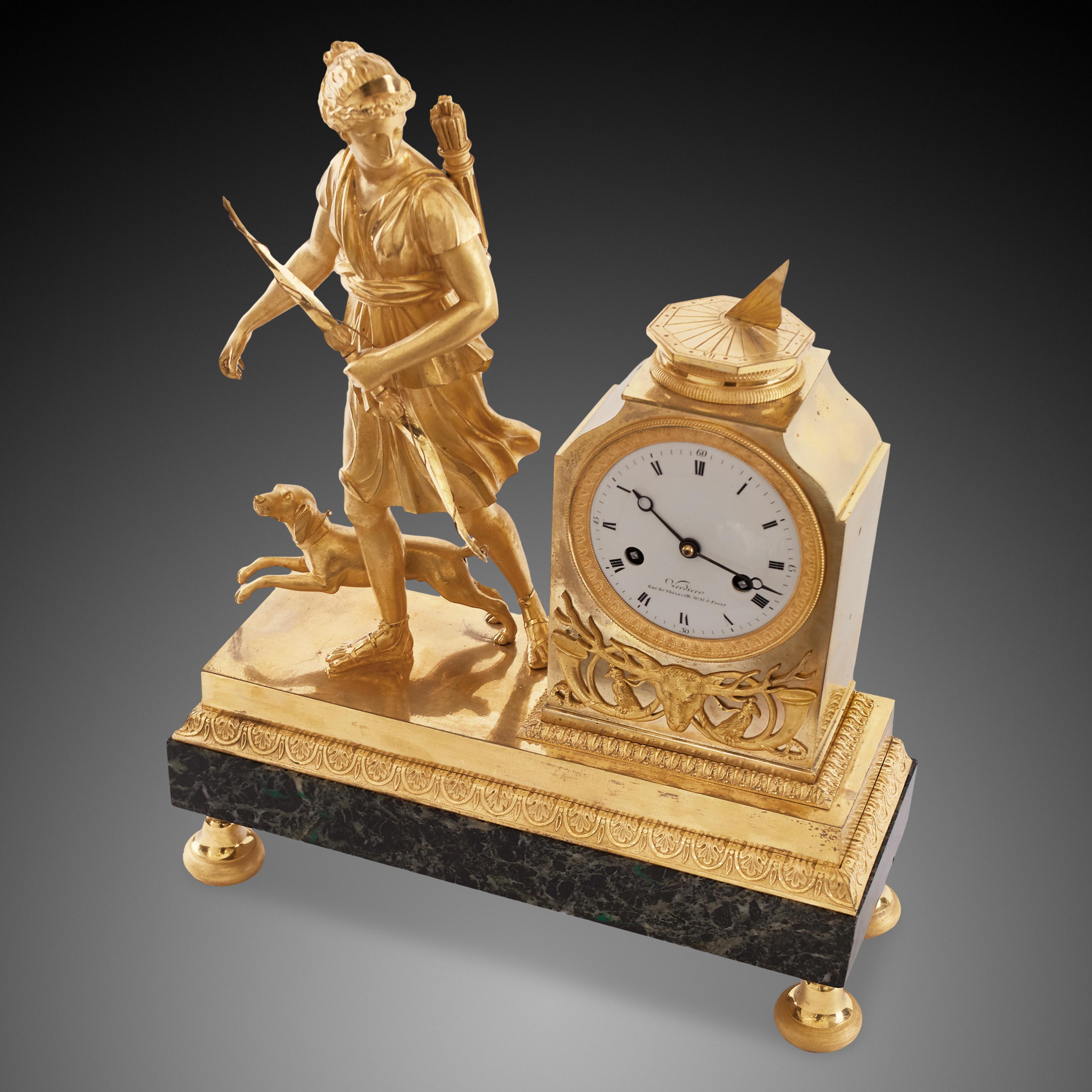 Gilt Mantel Clock 19th Century Styl Empire by Verdiere À Paris