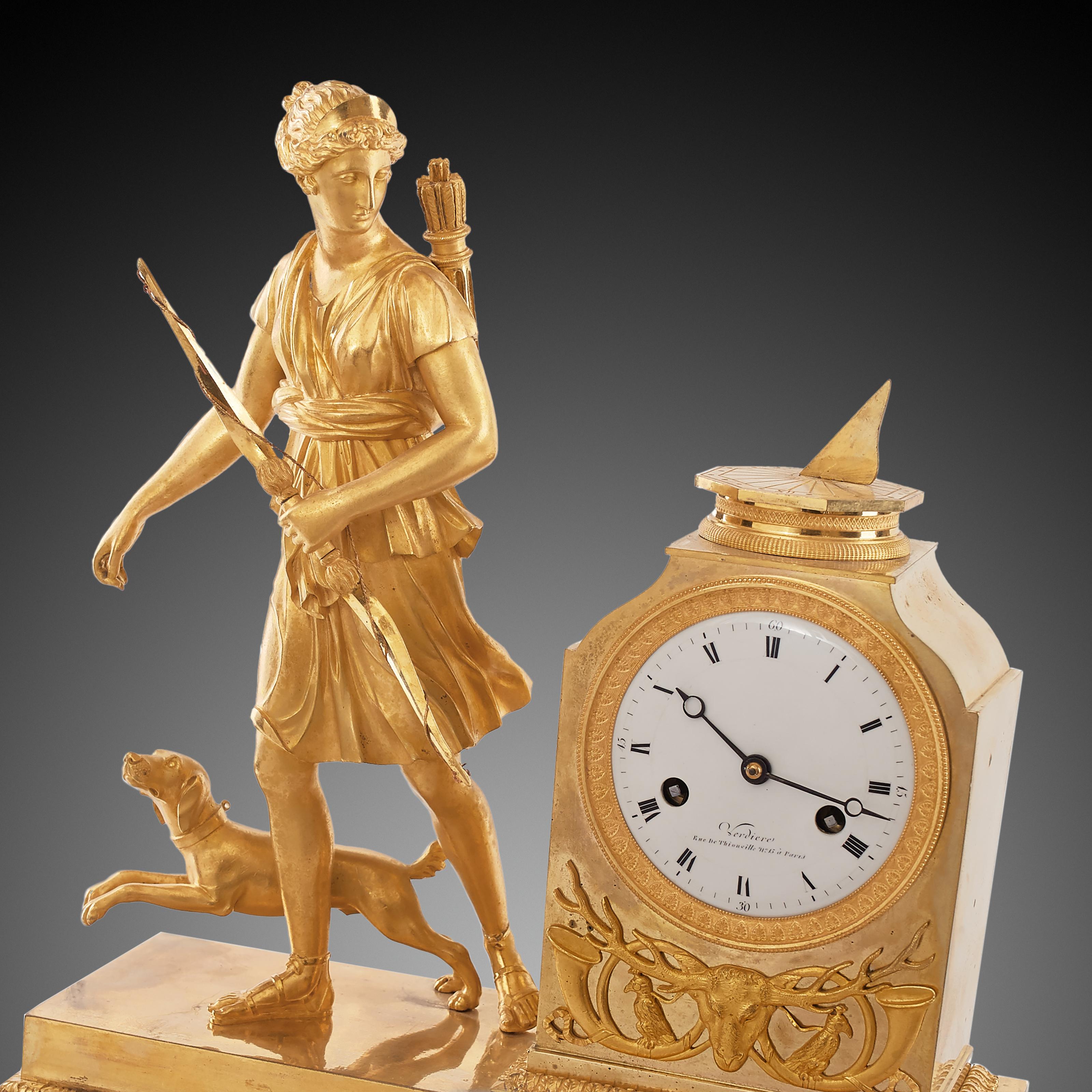 Mantel Clock 19th Century Styl Empire by Verdiere À Paris 1