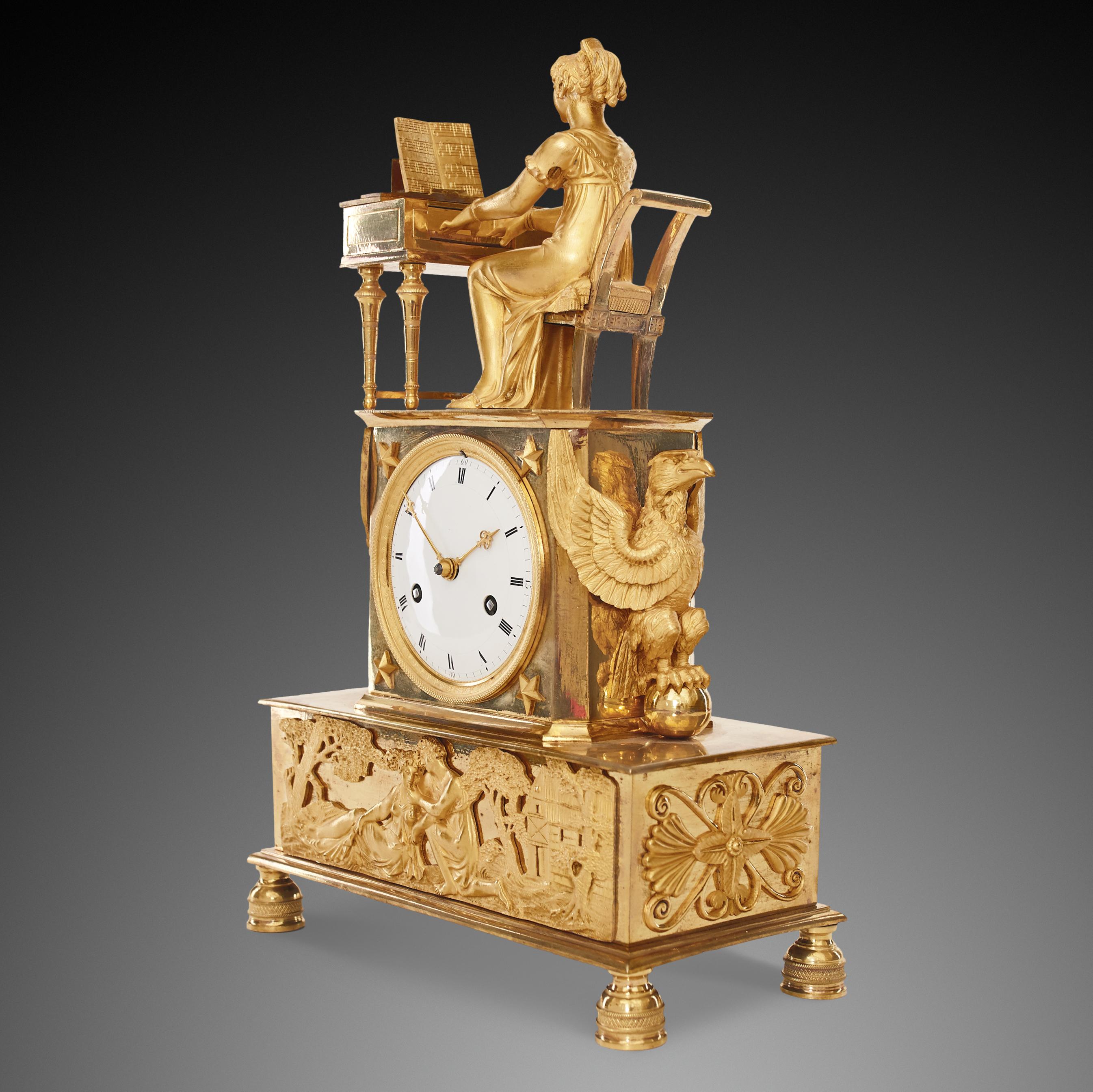 French Mantel Clock 19th Century Styl Empire For Sale