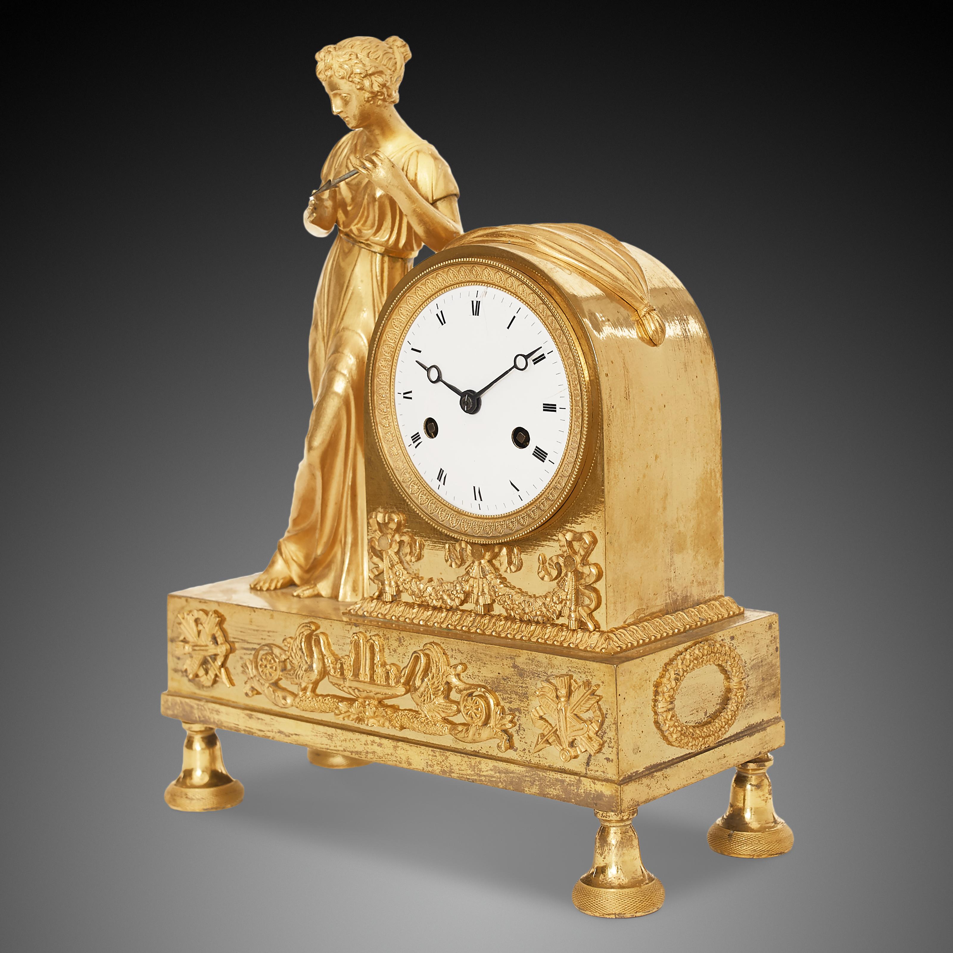 French Mantel Clock 19th Century Styl Empire For Sale