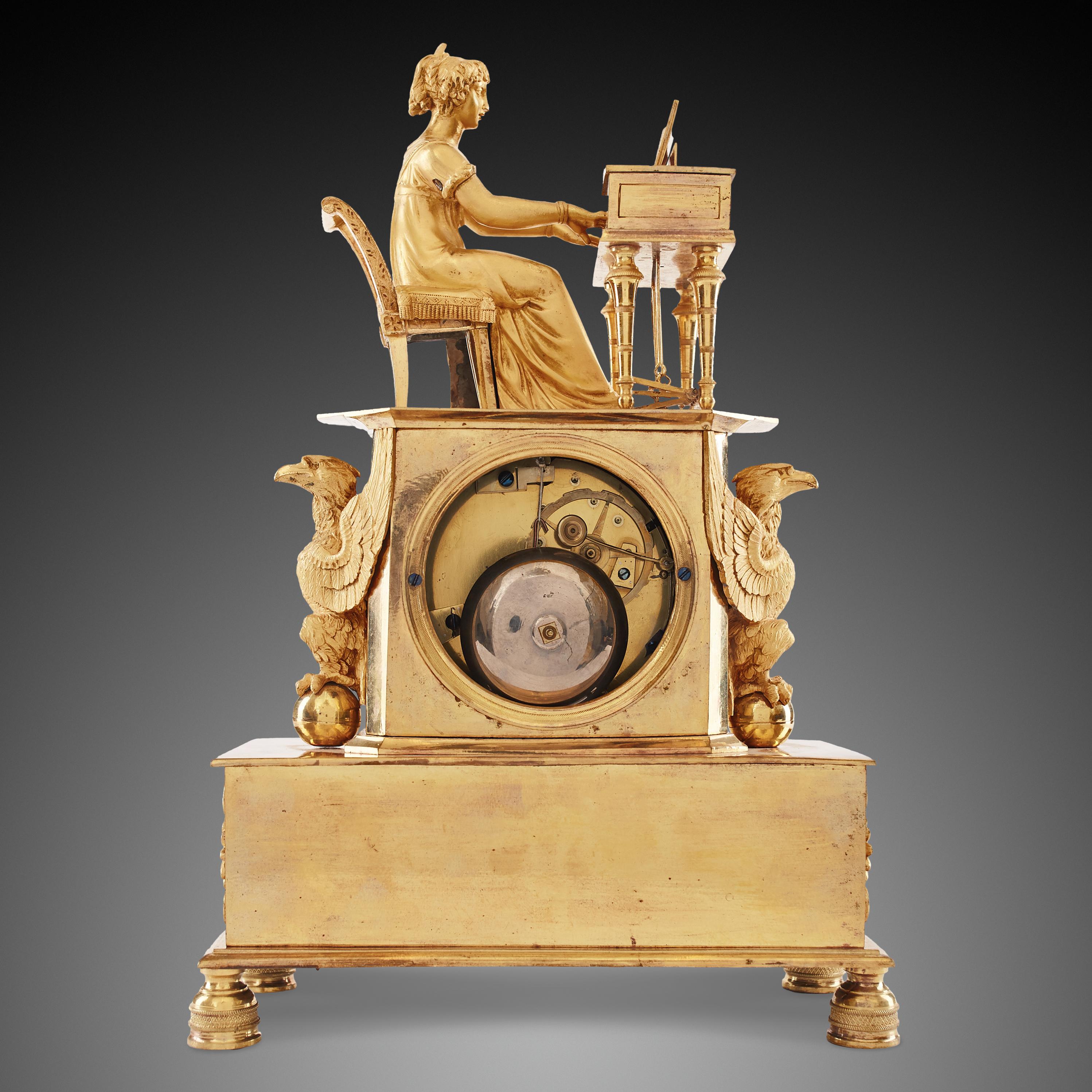 Gilt Mantel Clock 19th Century Styl Empire For Sale