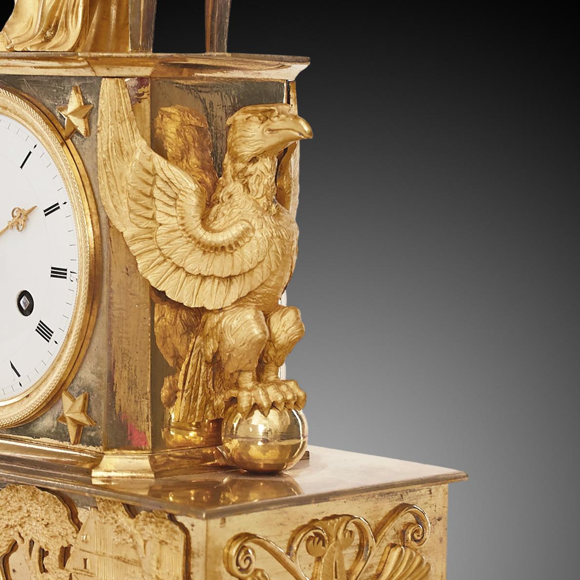 Bronze Horloge de cheminée 19ème siècle style Empire en vente