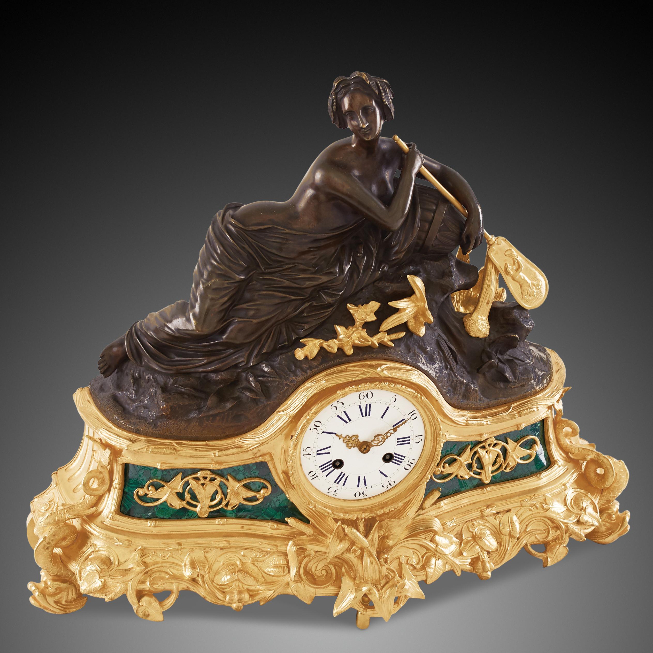 Gilt Mantel Clock, 19th Century, Style Louis XVI