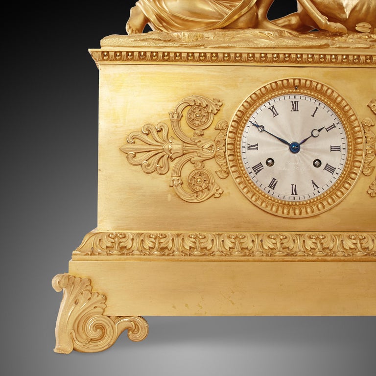 Bronze Mantel Clock 19th Century Transitional Period For Sale