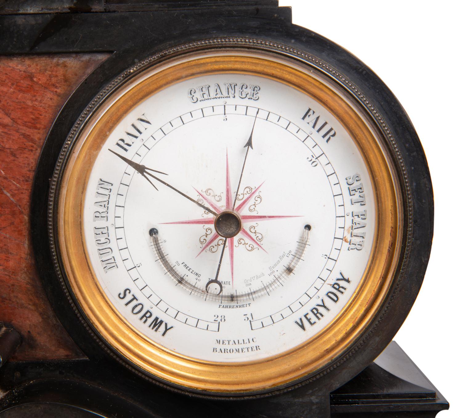 Kaminuhr, Barometer, Mondphase und Ewiger Kalender, 19. Jahrhundert im Zustand „Gut“ im Angebot in Brighton, Sussex