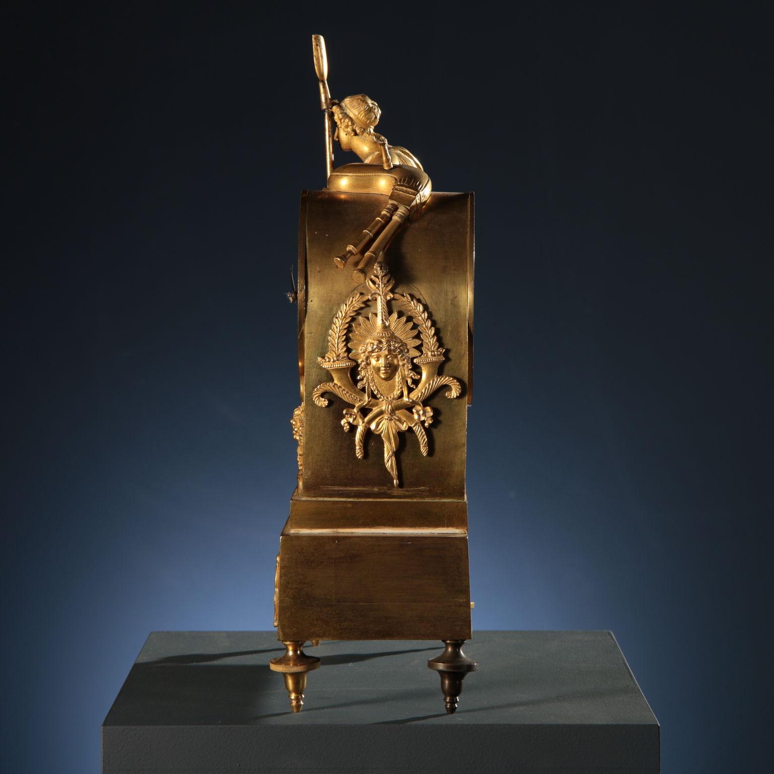 Gilt Mantel Clock, Camillo Borghese, First Quarter 19th Century For Sale