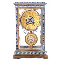 Mantel Clock Cloisonne Crystal Regulator, Shreve Crump & Low Co