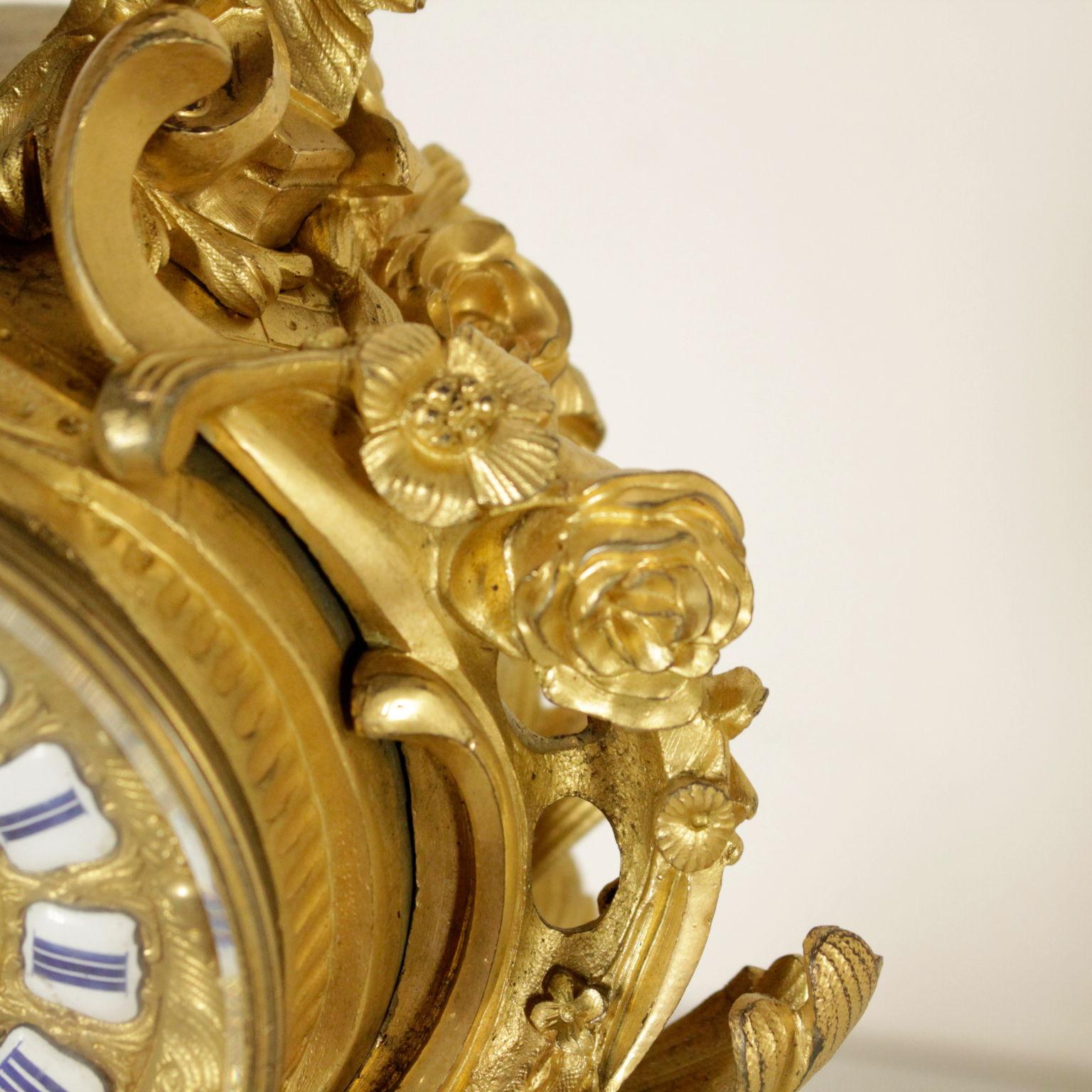 Gilt Mantel Clock Gilded Bronze Iron Made in France First Half of 1800