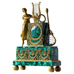Horloge de cheminée en malachite, XIXe siècle