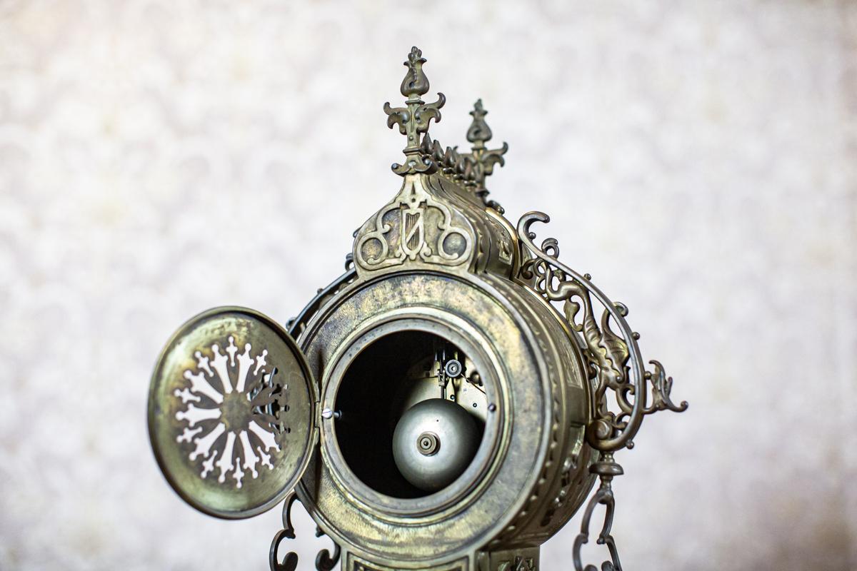 Mantel Clock in Decorative Metal Case, circa 1900 2