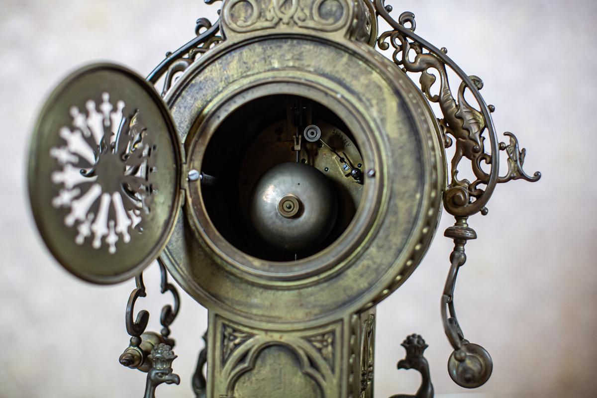 Mantel Clock in Decorative Metal Case, circa 1900 3