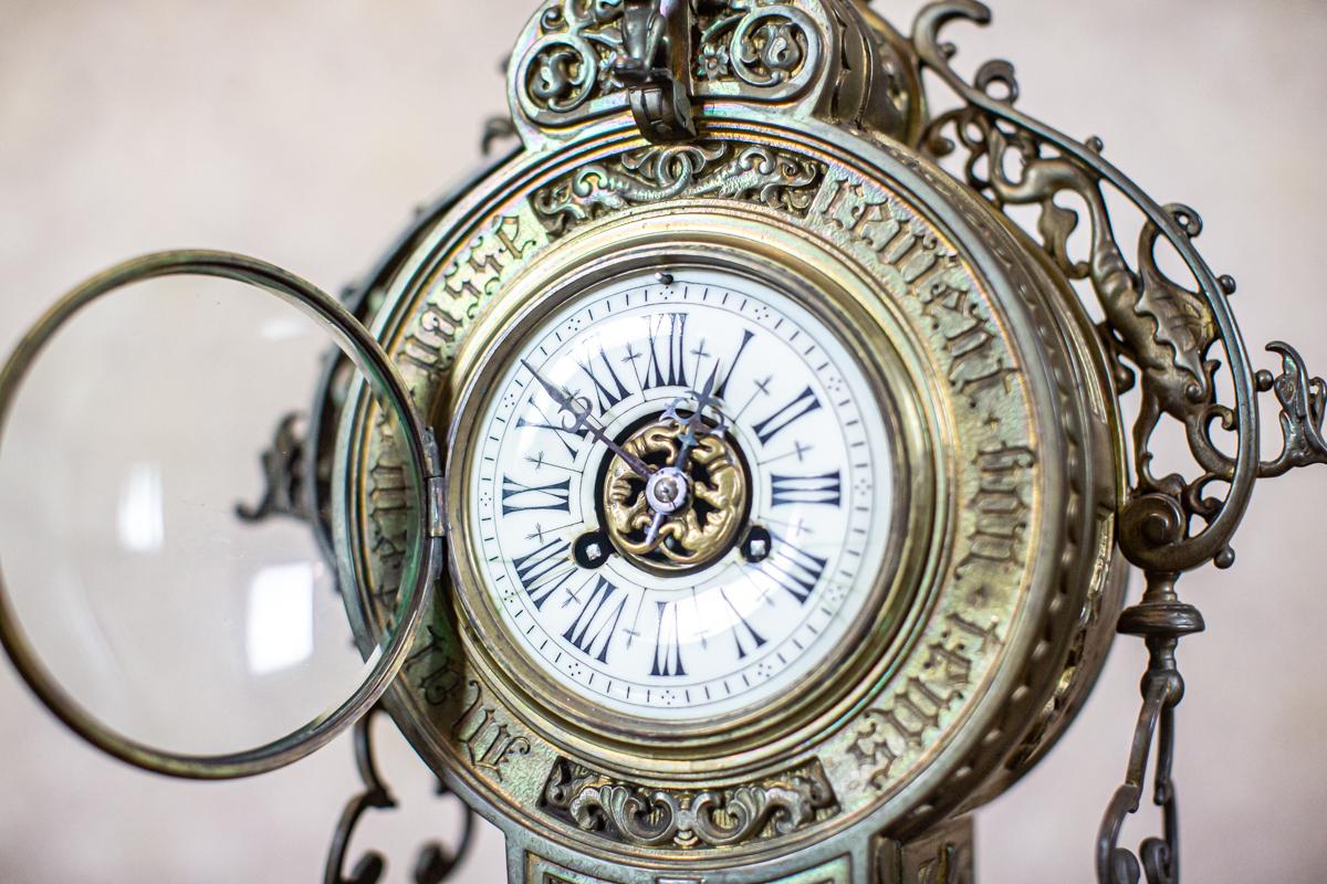 Scandinavian Mantel Clock in Decorative Metal Case, circa 1900