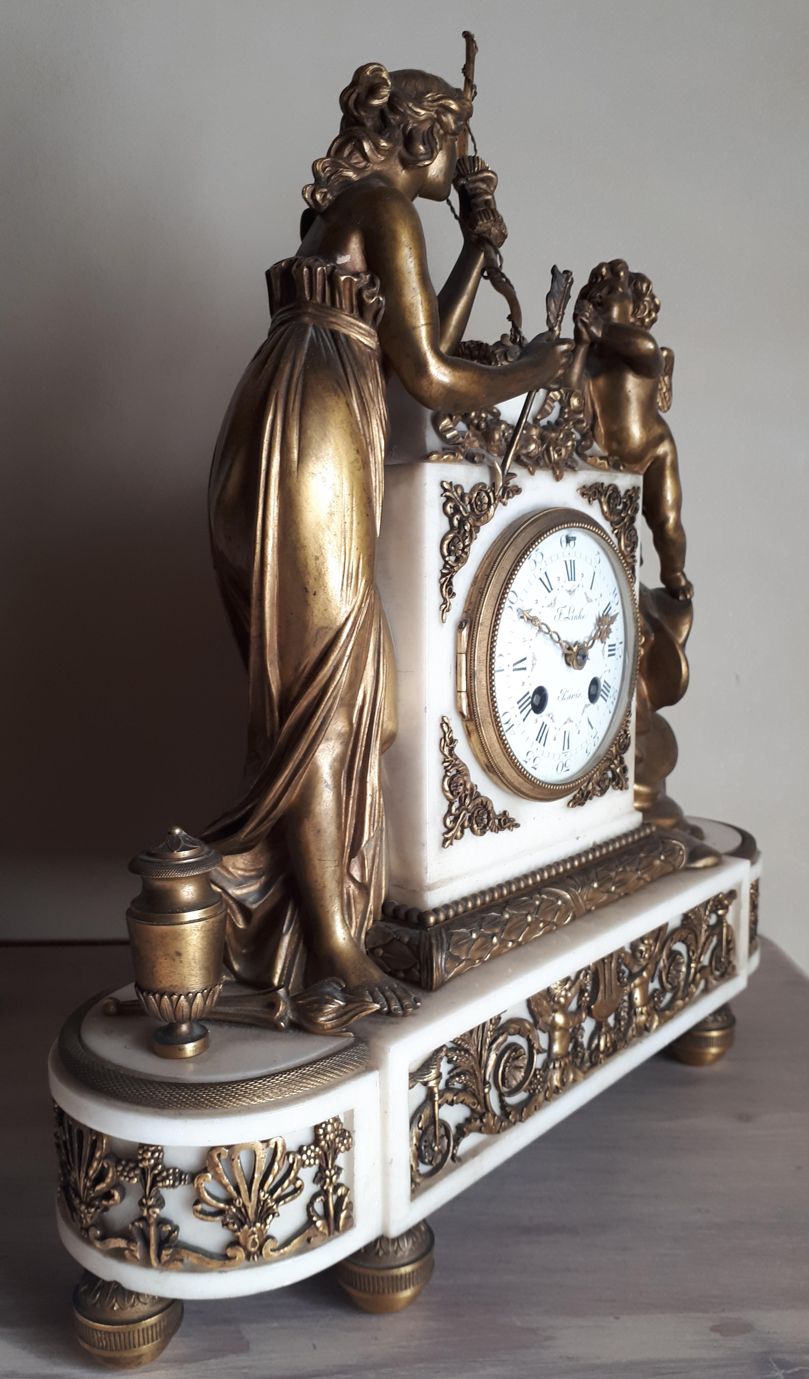 Mantel clock - pendulum by François Linke in marble and gilded bronze For Sale 9