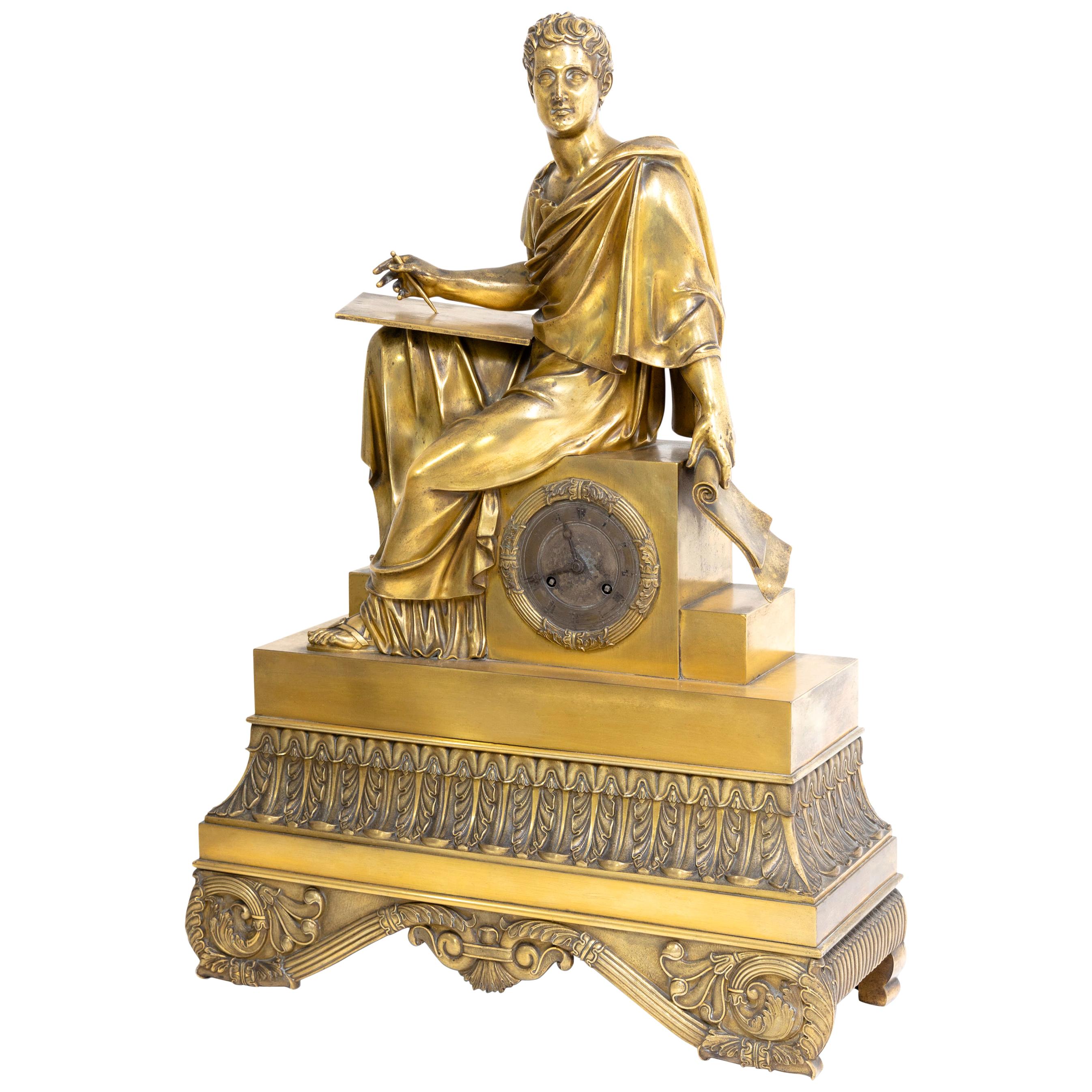 Mantel Clock "Philosopher", Restoration Period France, Movement Dated 1823