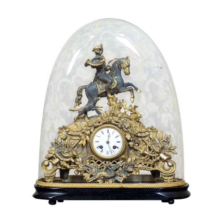 Mantel Clock with a Glass Dome, circa 1930s For Sale at 1stDibs glass