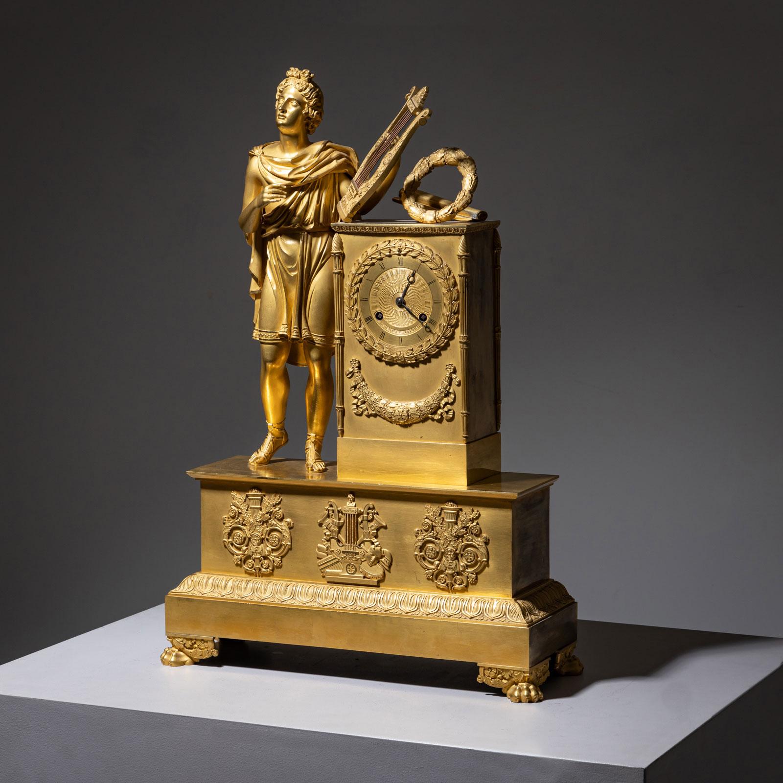 Mantel Clock with Apollo, Early 19th Century For Sale 3