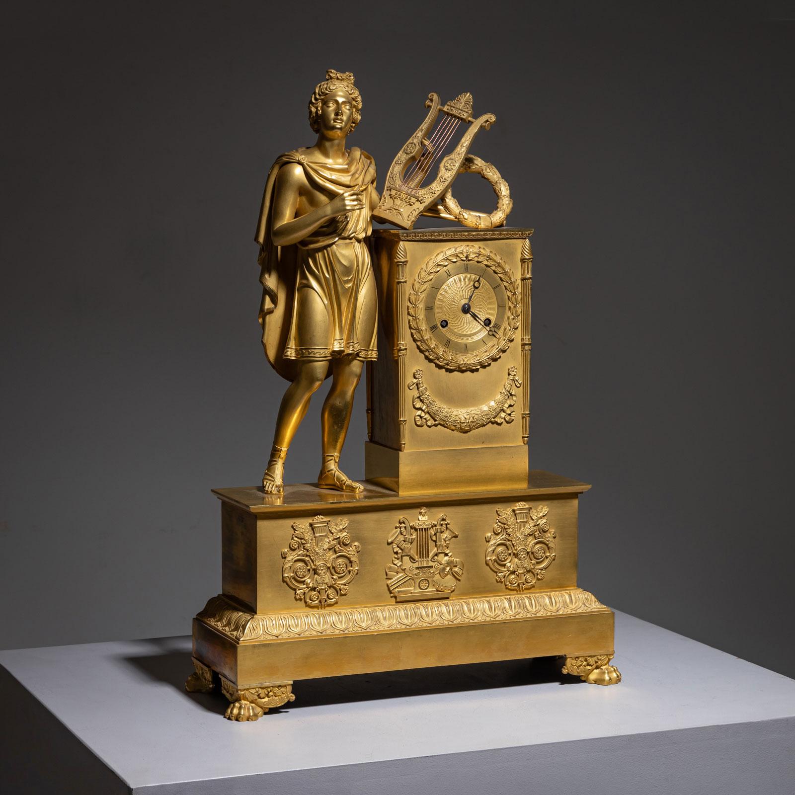 Mantel Clock with Apollo, Early 19th Century For Sale 4