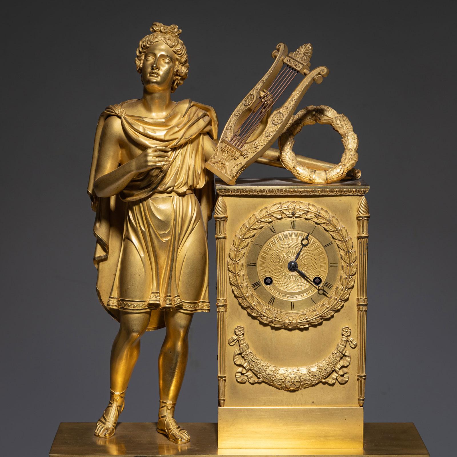 Mantel Clock with Apollo, Early 19th Century For Sale 5