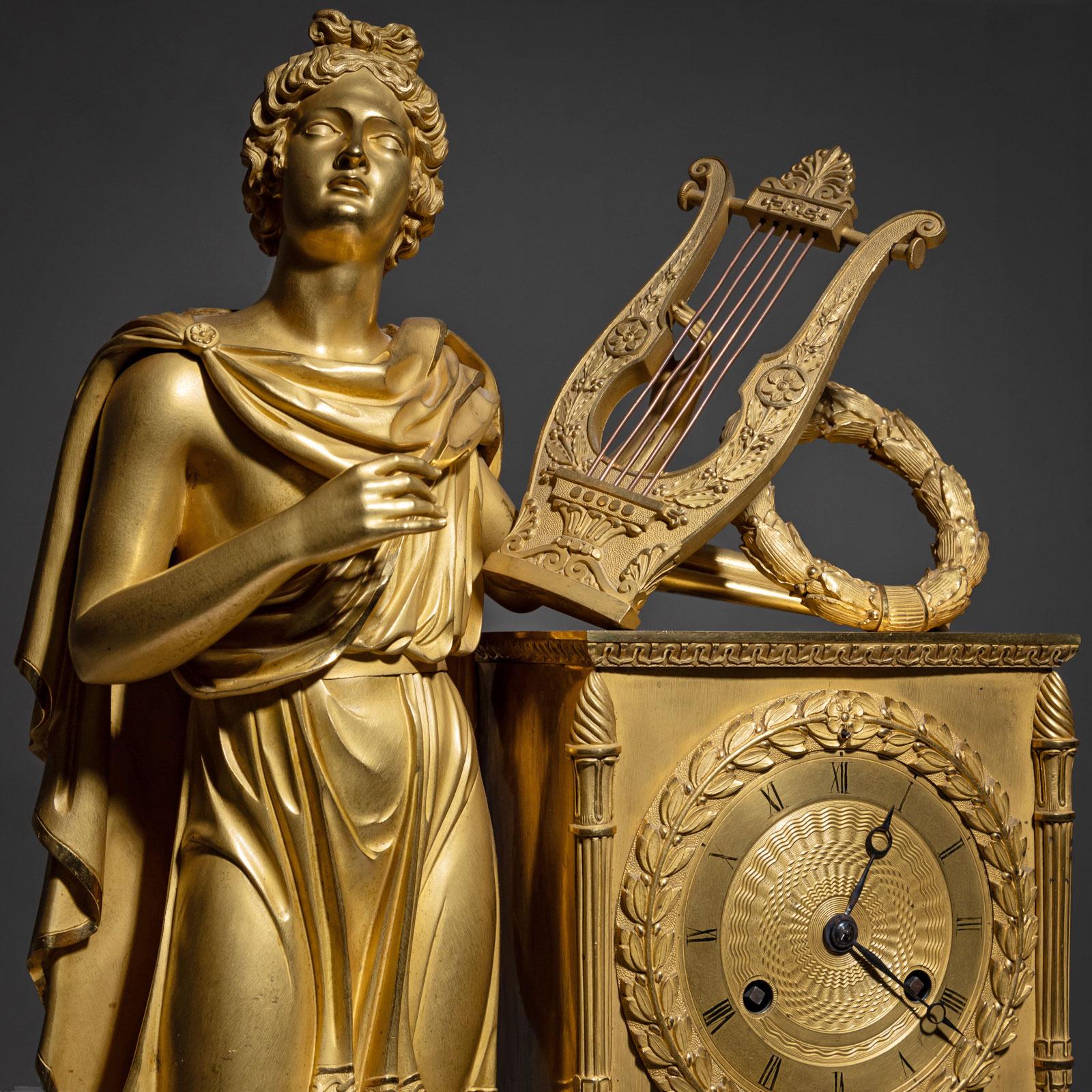 Mantel Clock with Apollo, Early 19th Century For Sale 6