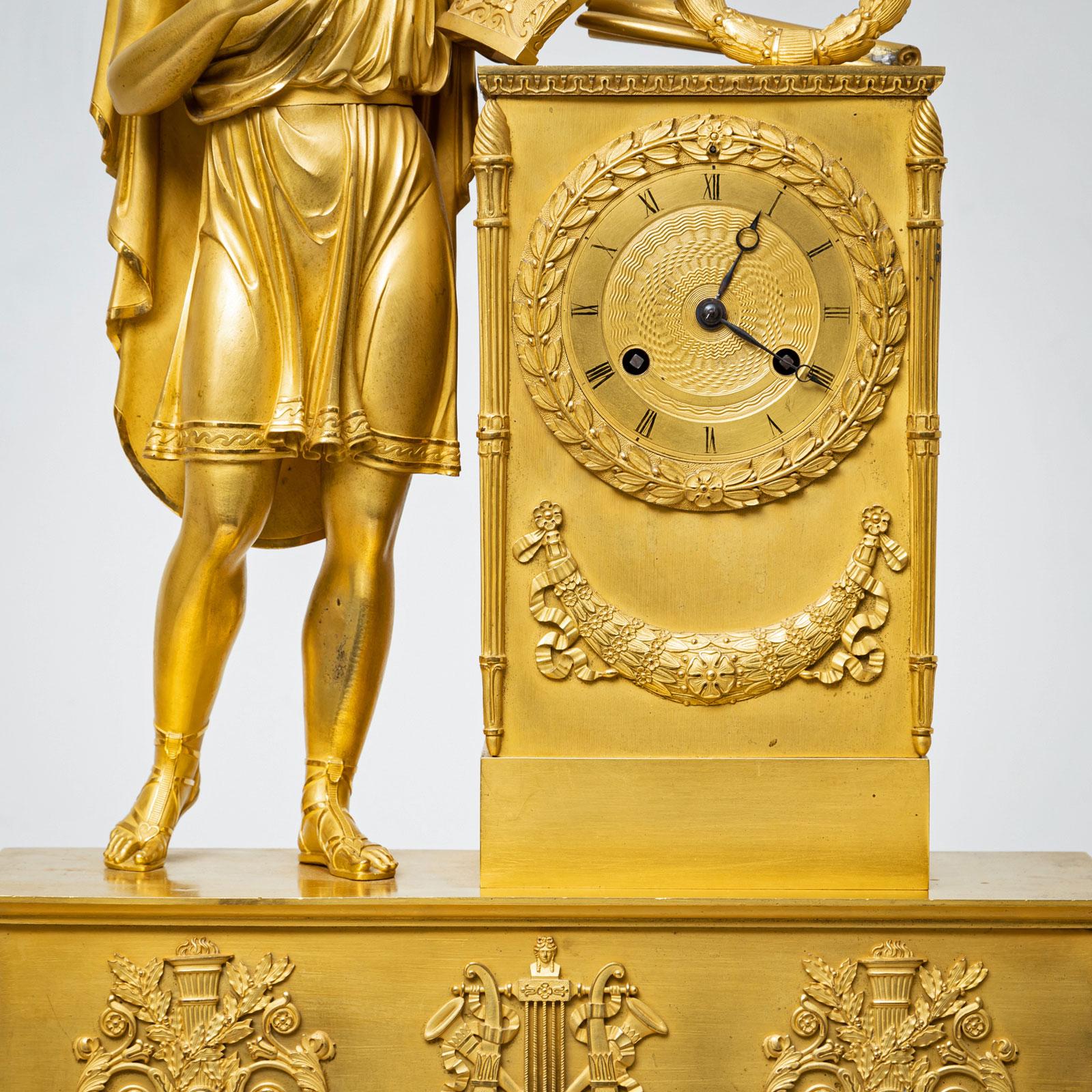 French Mantel Clock with Apollo, Early 19th Century For Sale