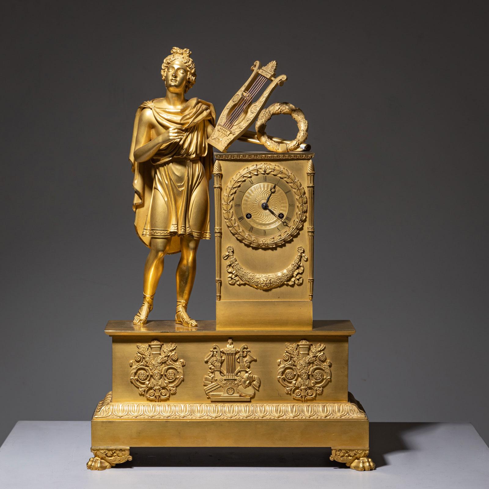 Mantel Clock with Apollo, Early 19th Century For Sale 2